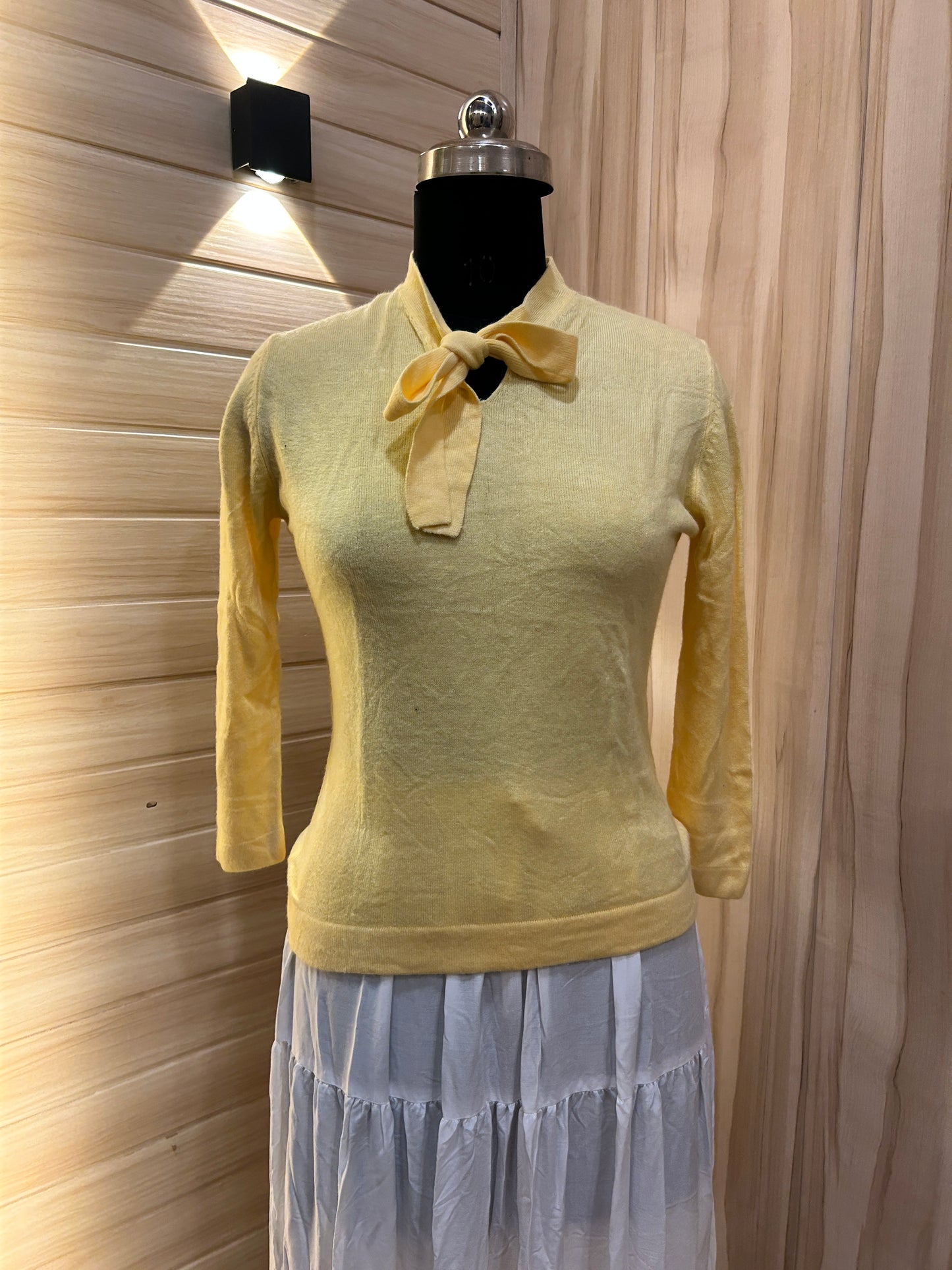 YellowV neck BOW