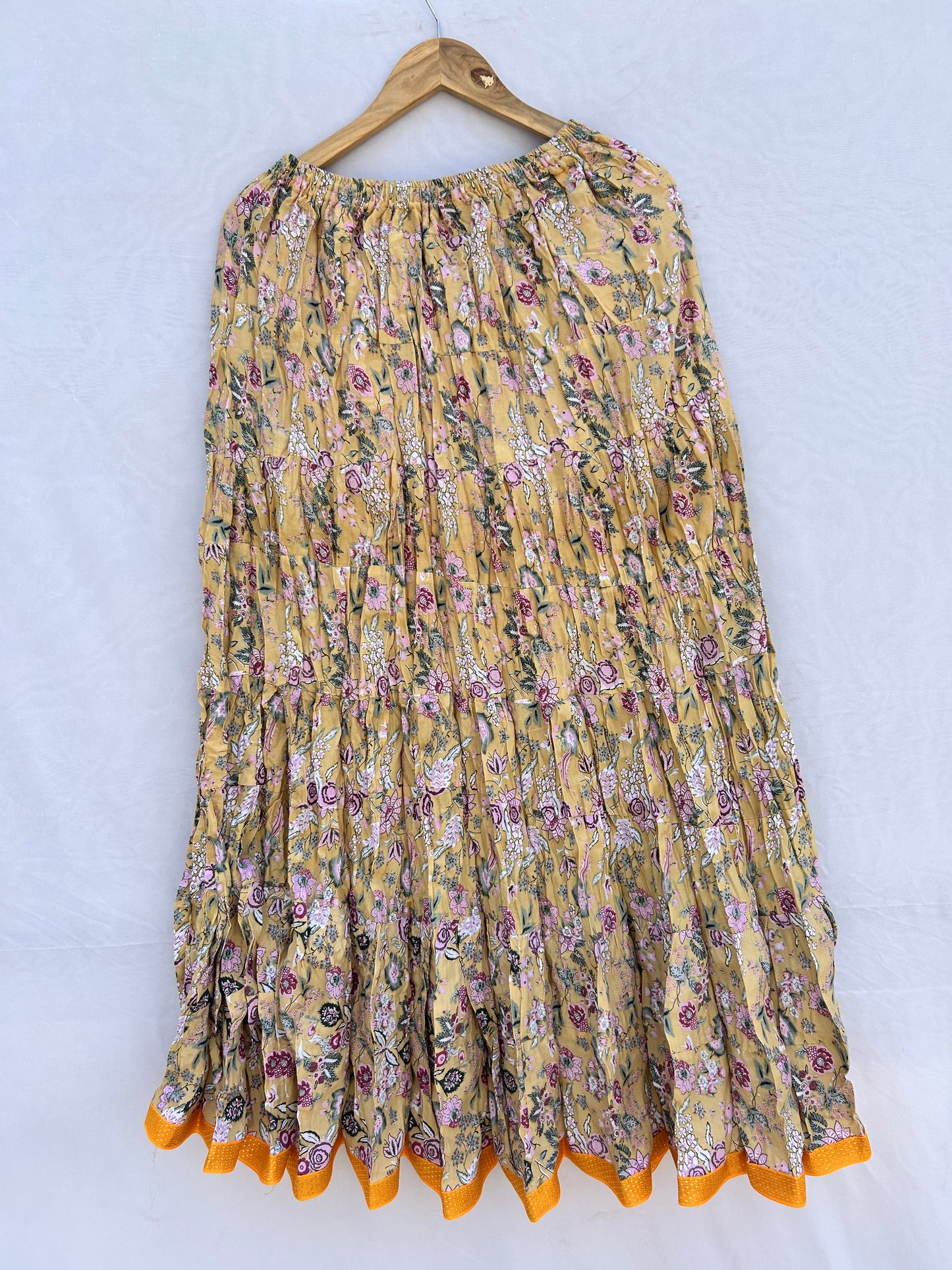 Pastel yellow printed skirt