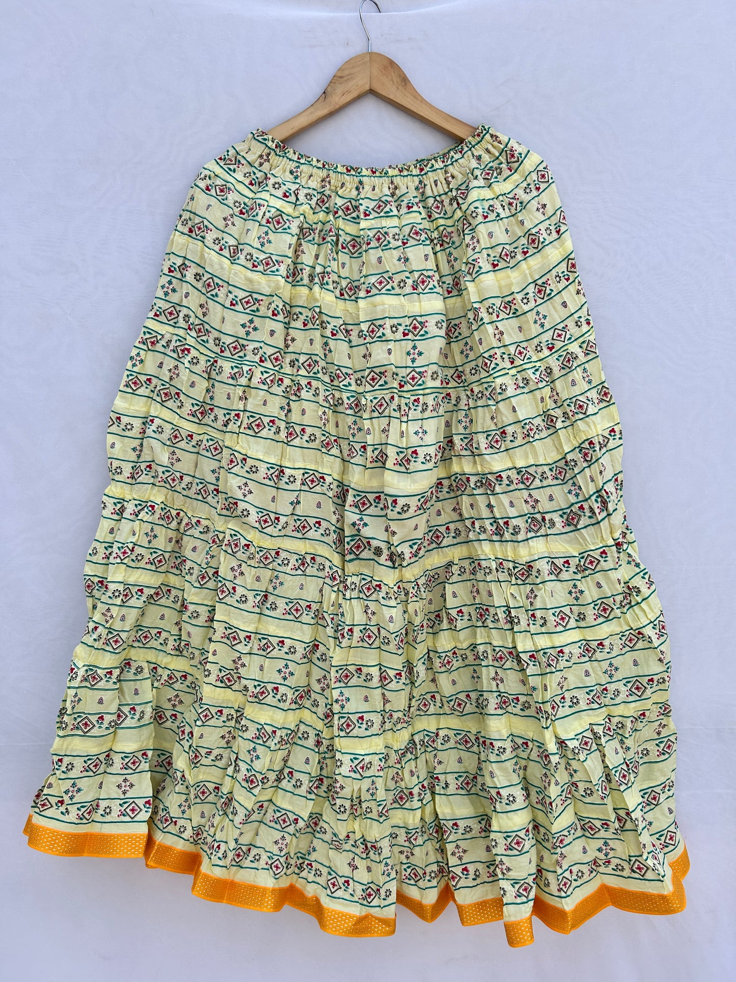 Lime yellow printed skirt