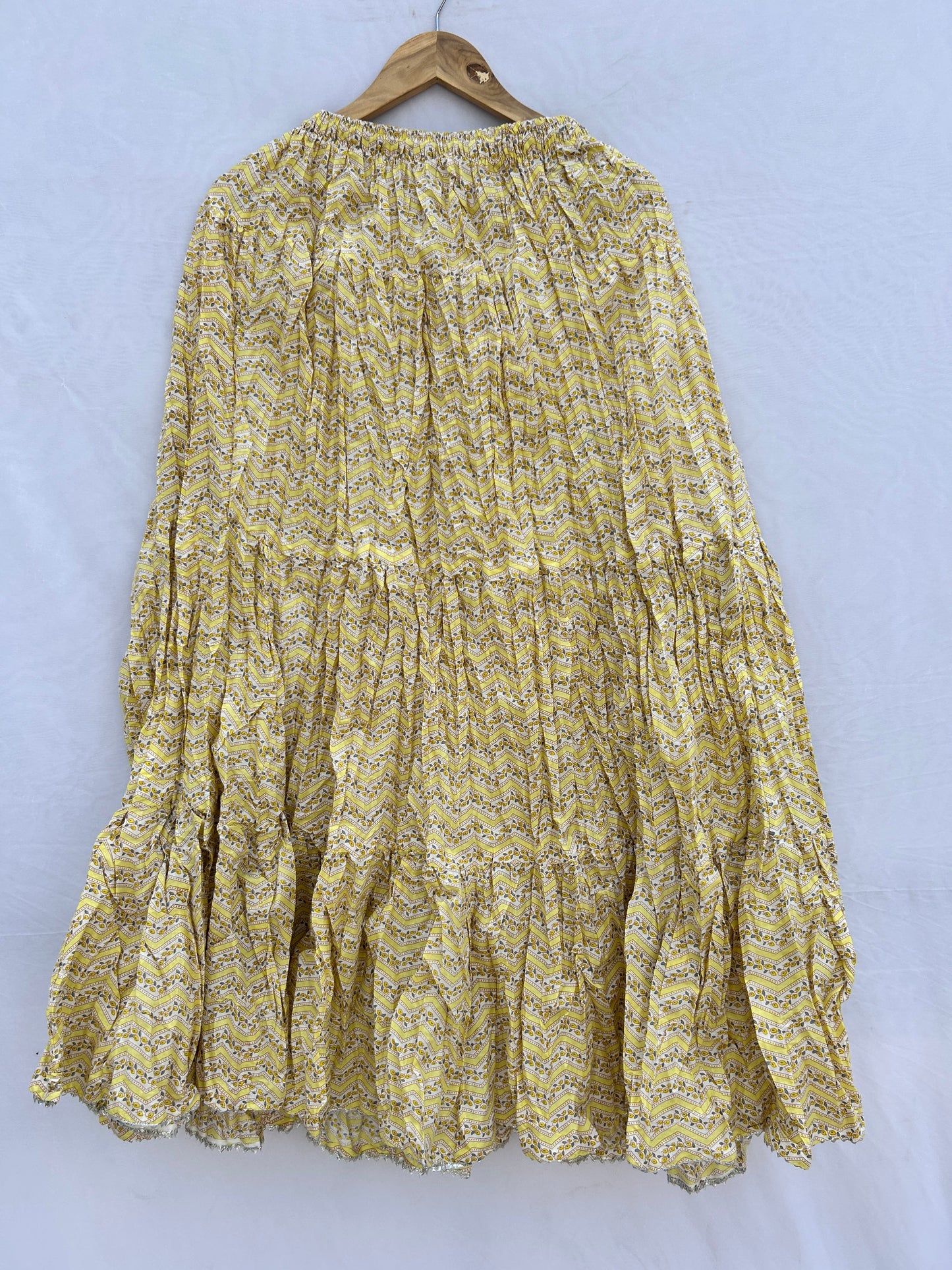 Light yellow cute  floral  printed skirt