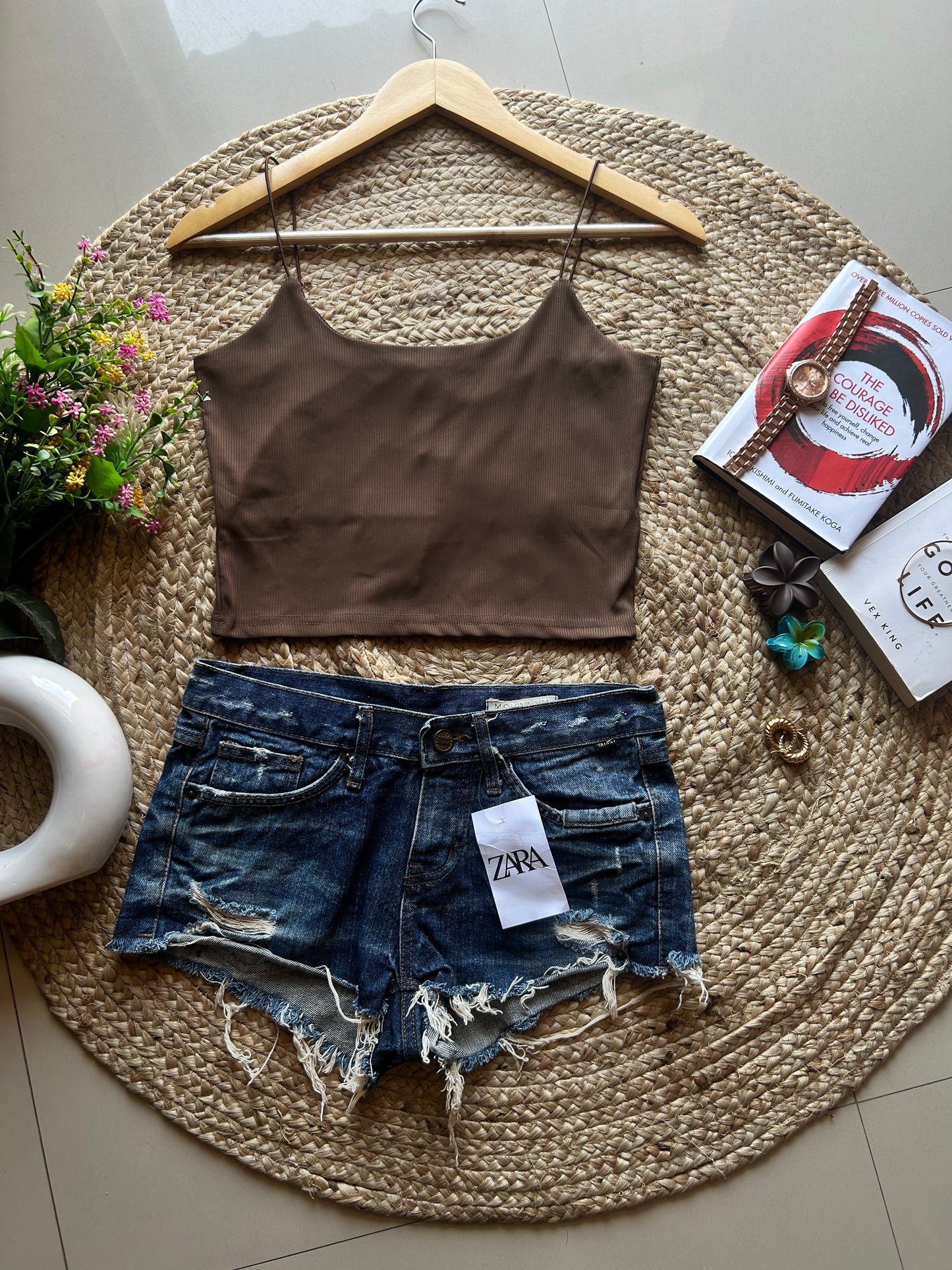 Strap Tank top -Brown