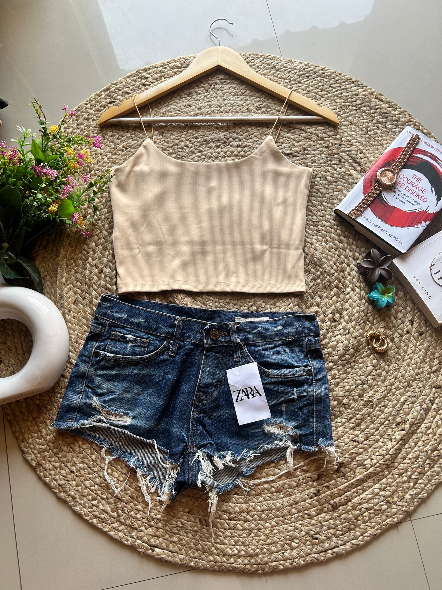 Strap Tank top -Beige