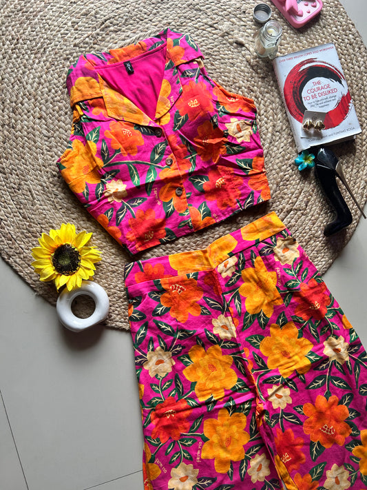 Pretty Floral Printed Cord set