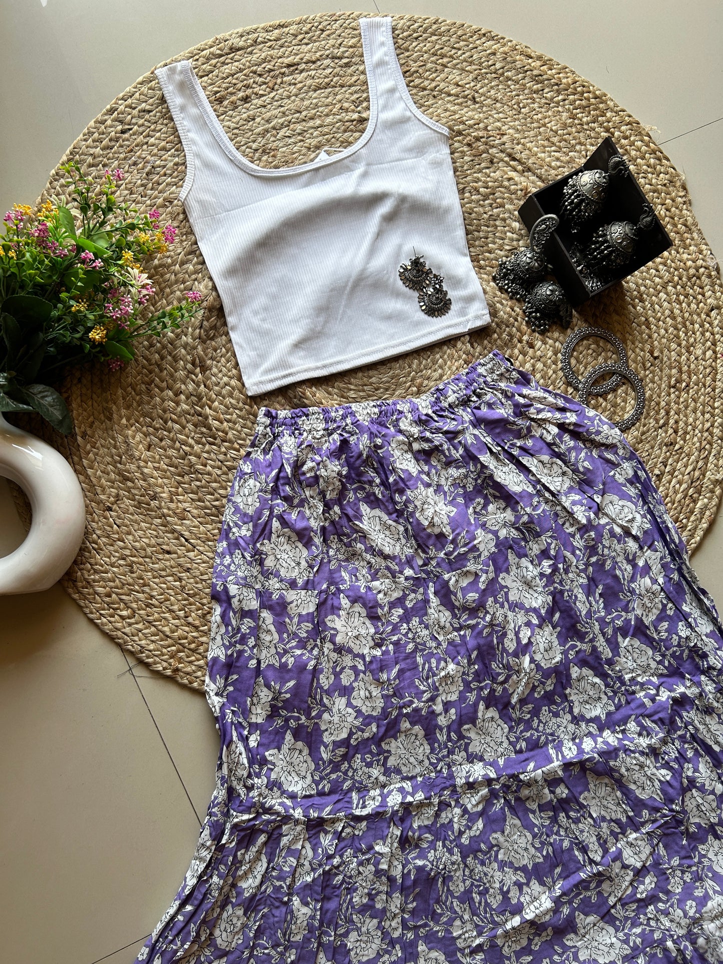 Purple Printed Skirt