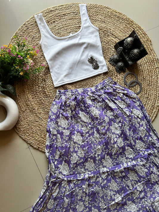Purple Printed Skirt