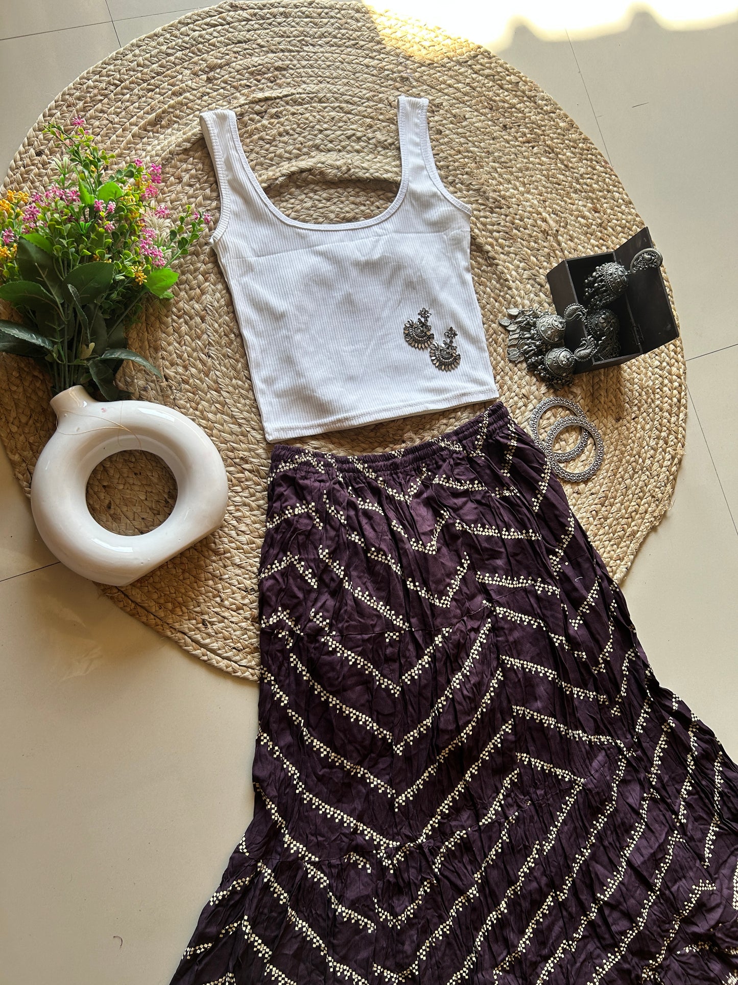 Deep Wine chevron skirt