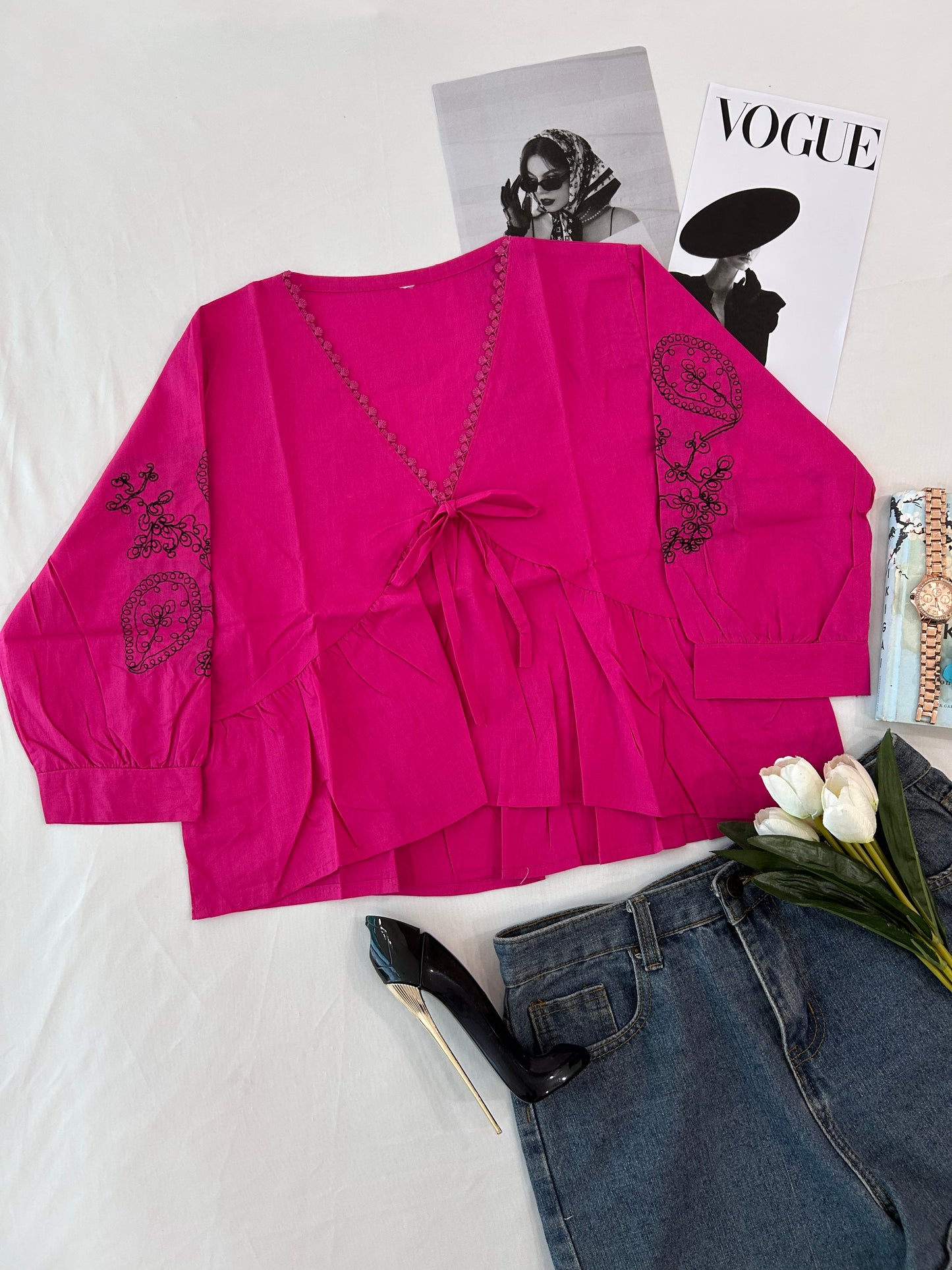 Pink  bow top