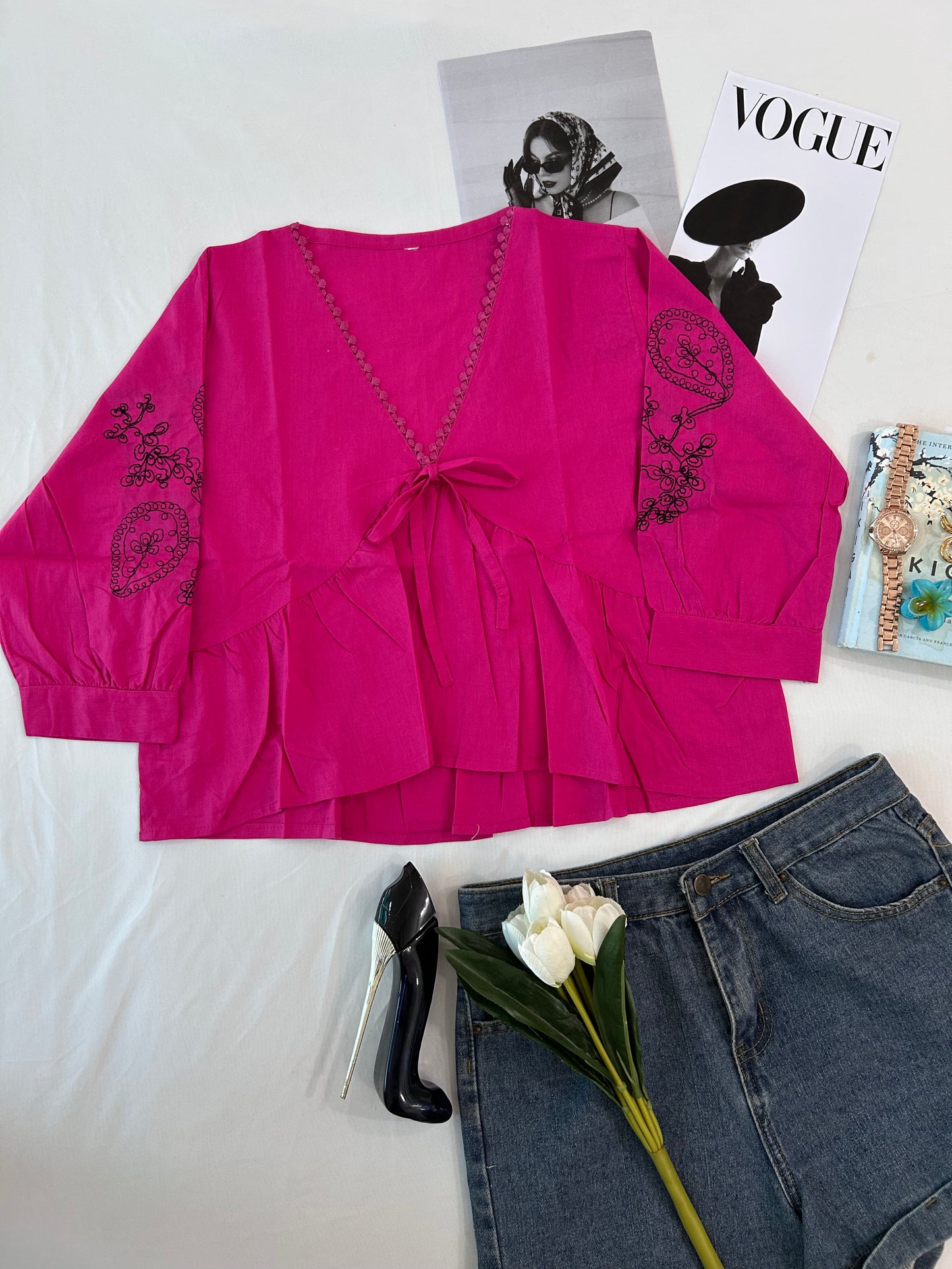 Pink  bow top