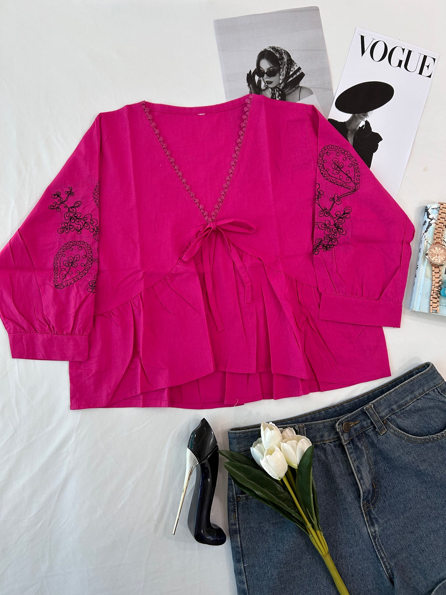 Pink  bow top