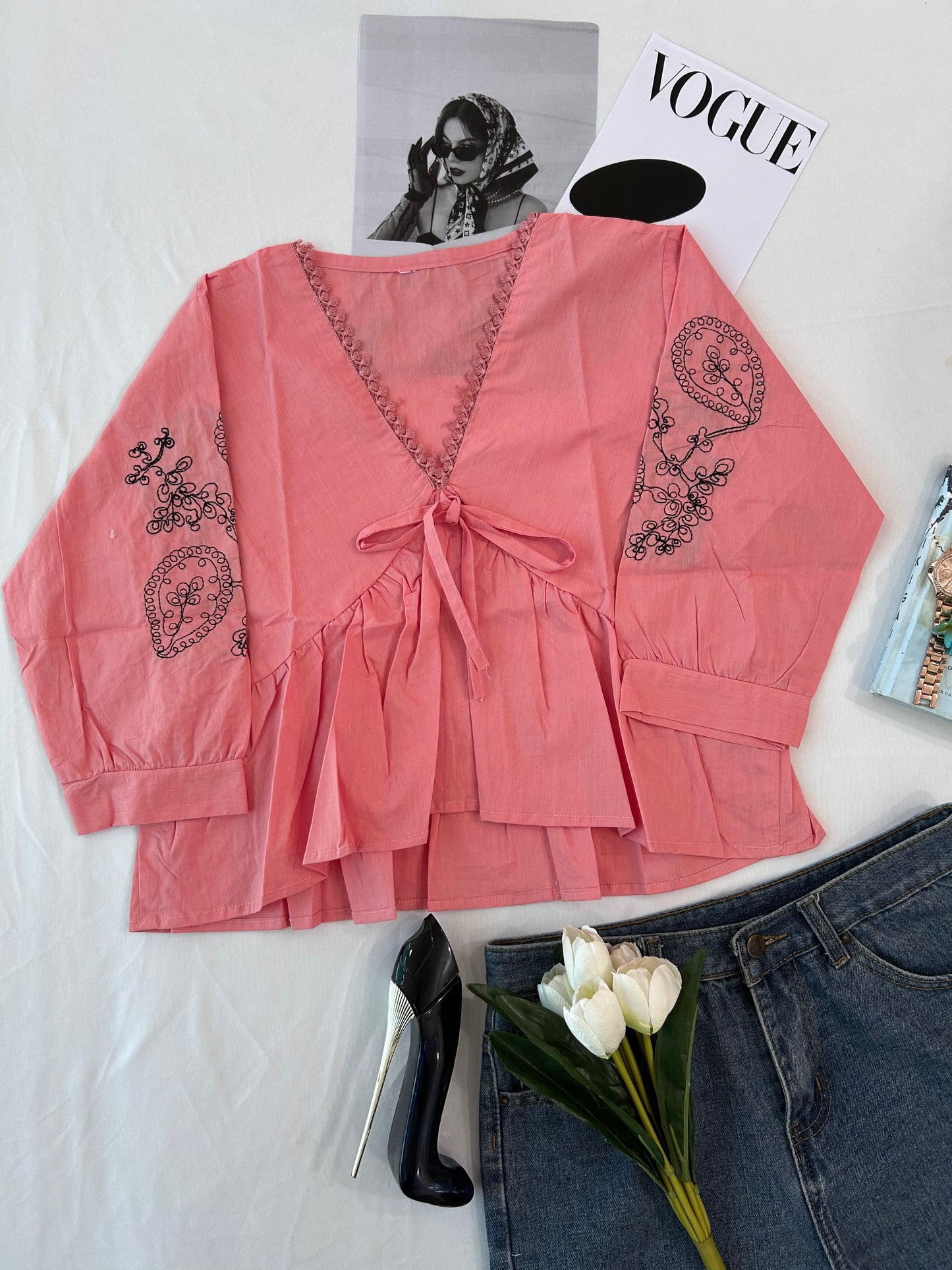 Peach  bow top