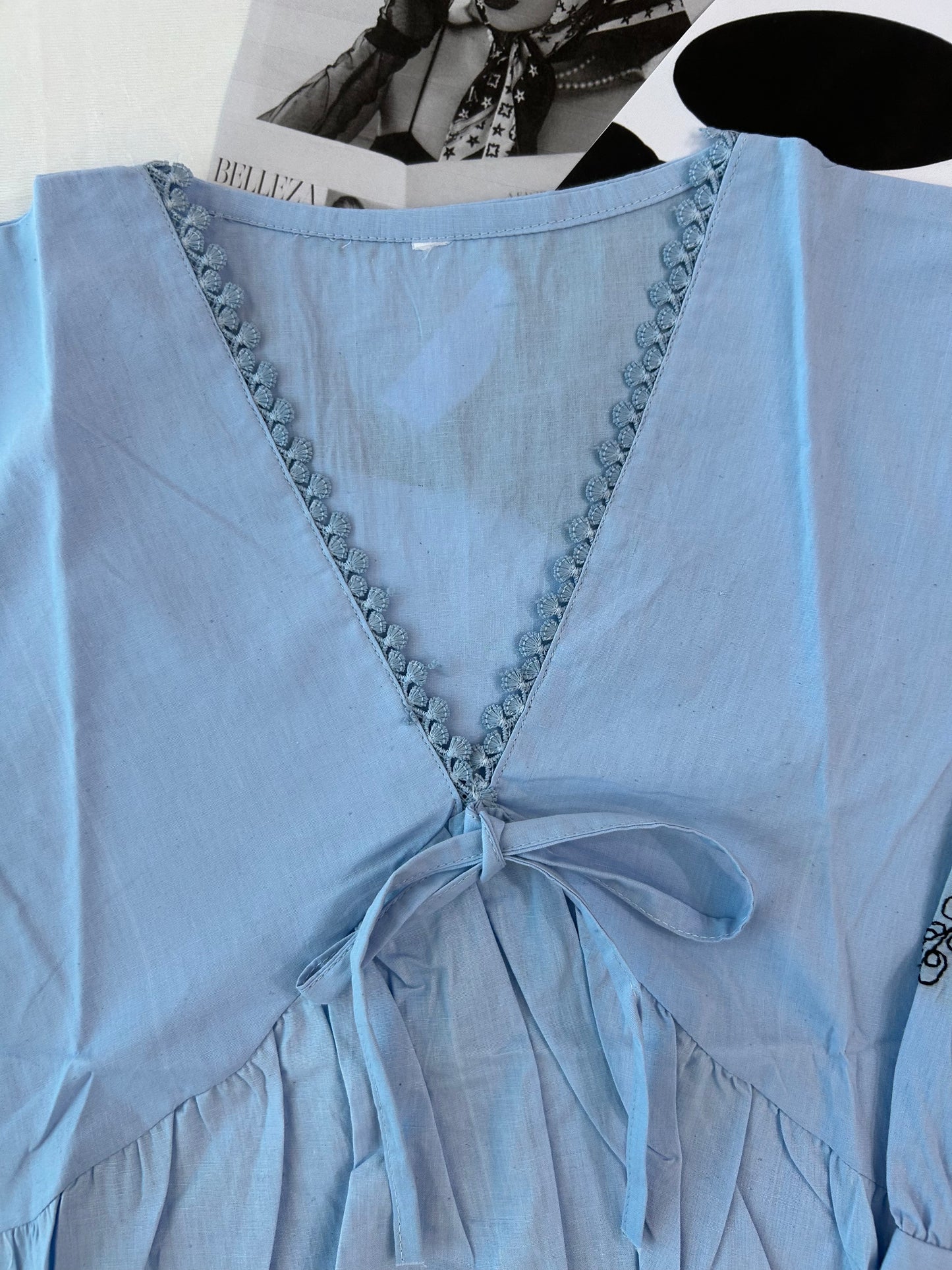 Pastel blue  bow top