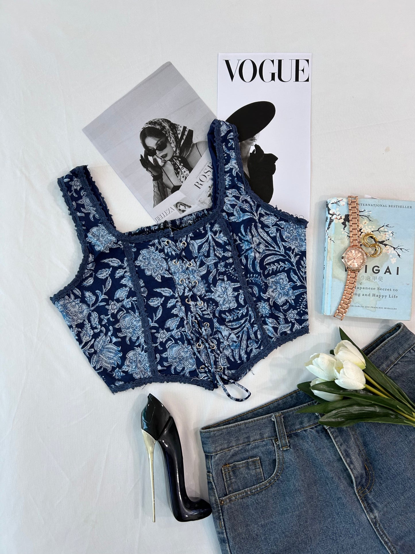 Indigo printed top-2