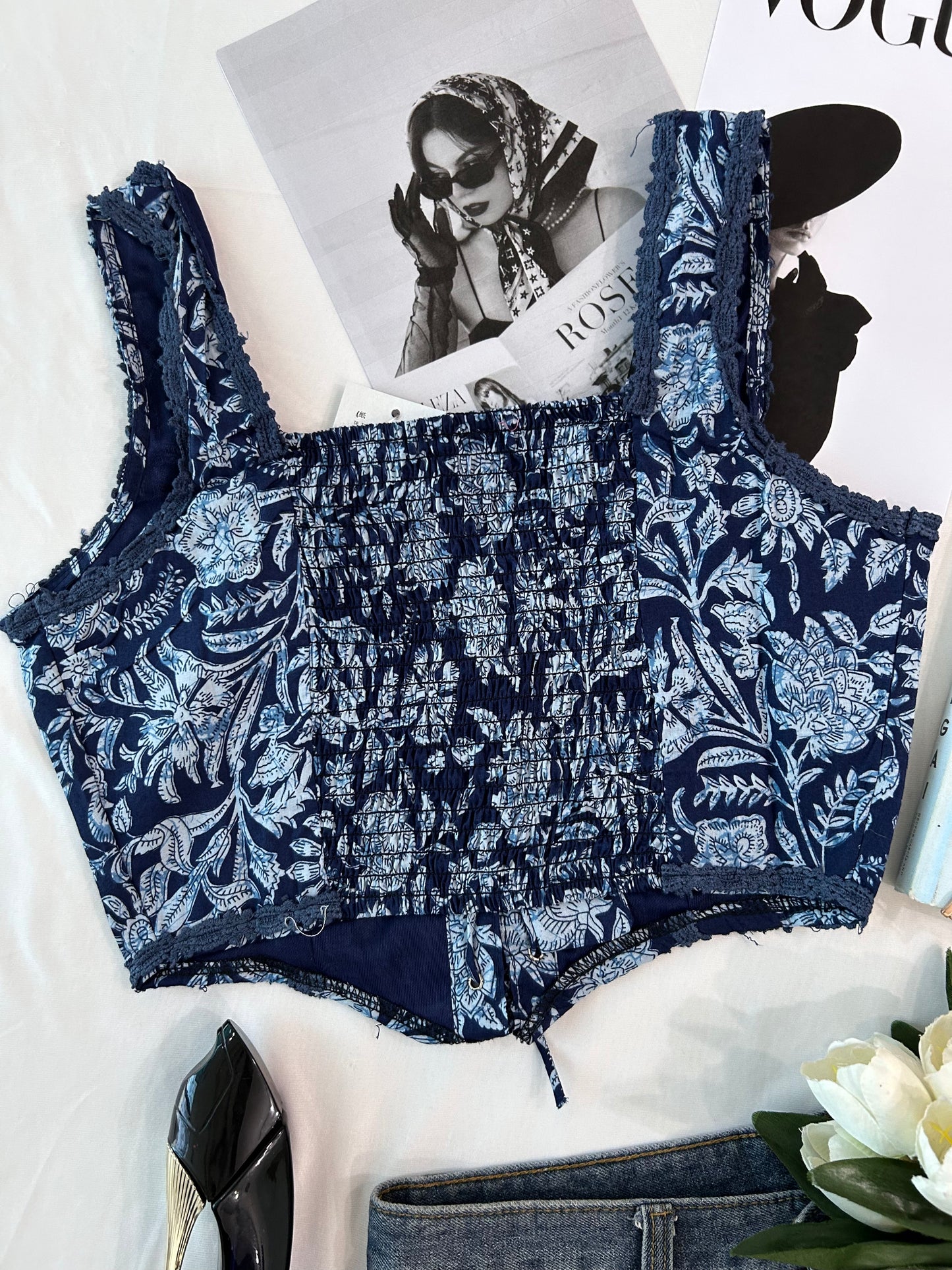 Indigo printed top-2