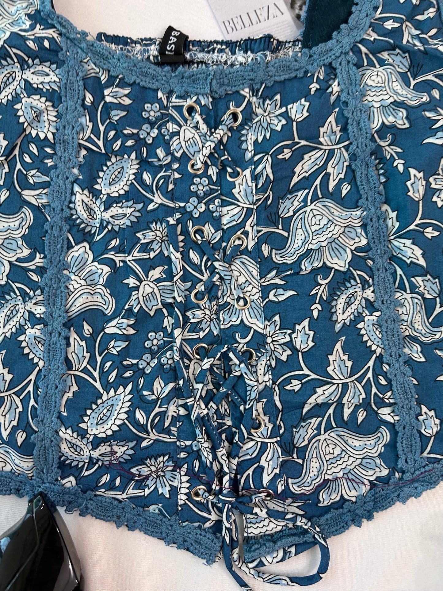 Indigo printed top