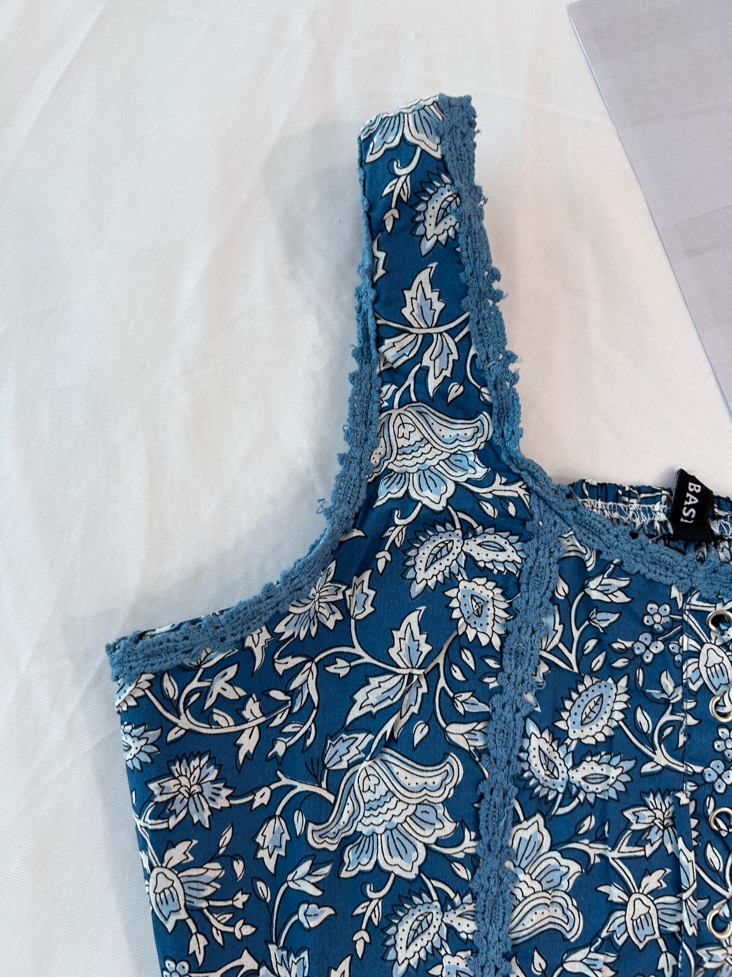 Indigo printed top