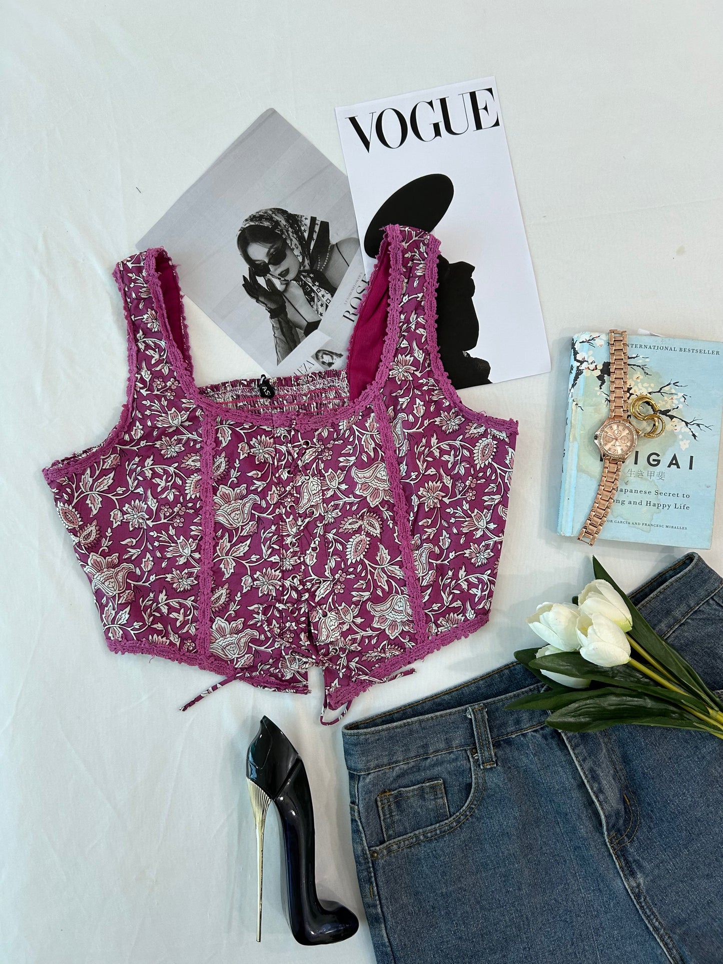 Pink printed top