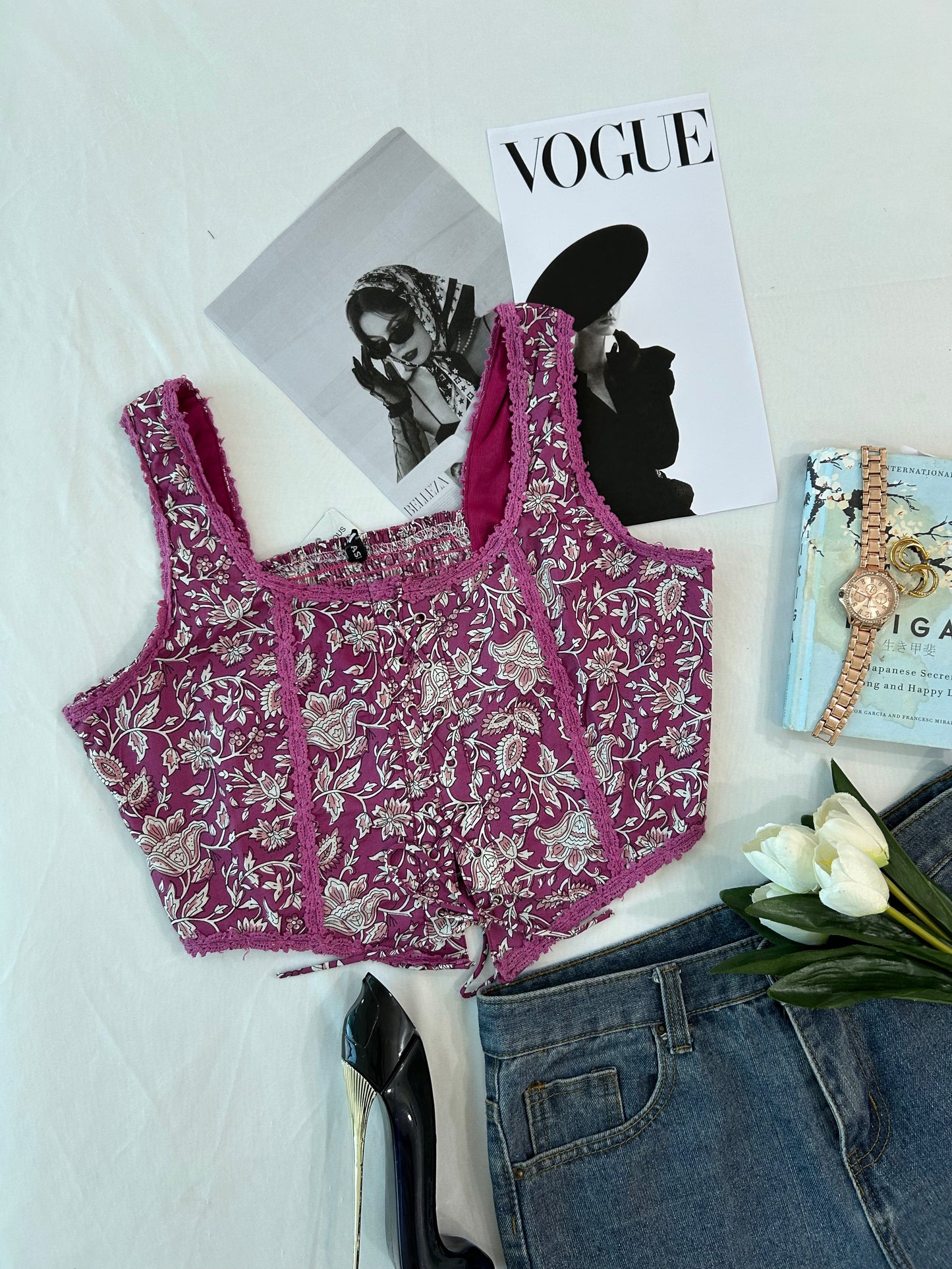 Pink printed top