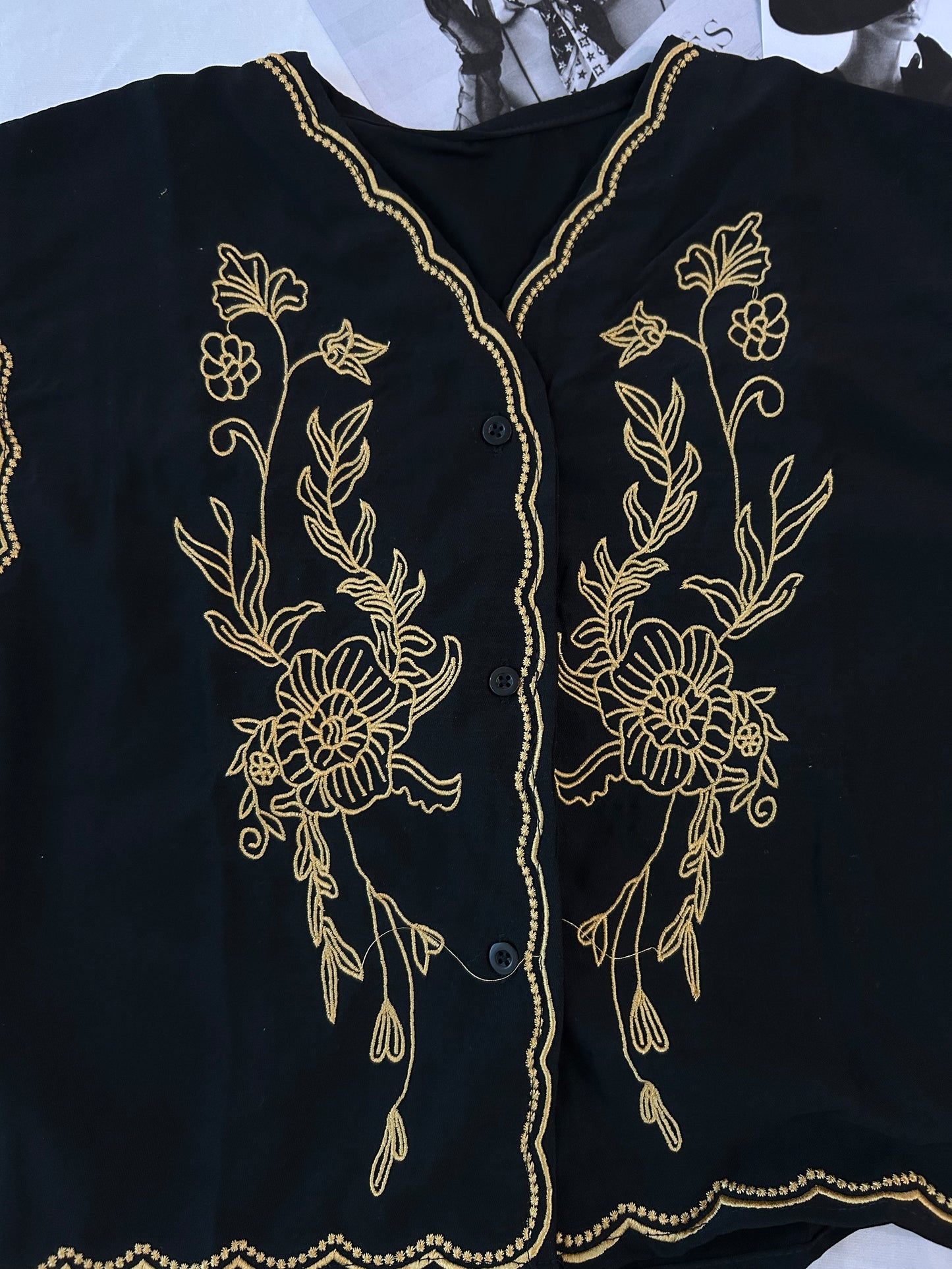 Black embroidered vest