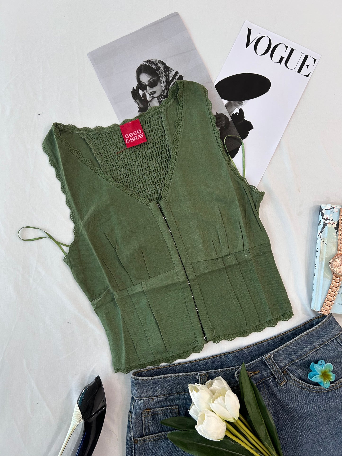 Olive green chic top