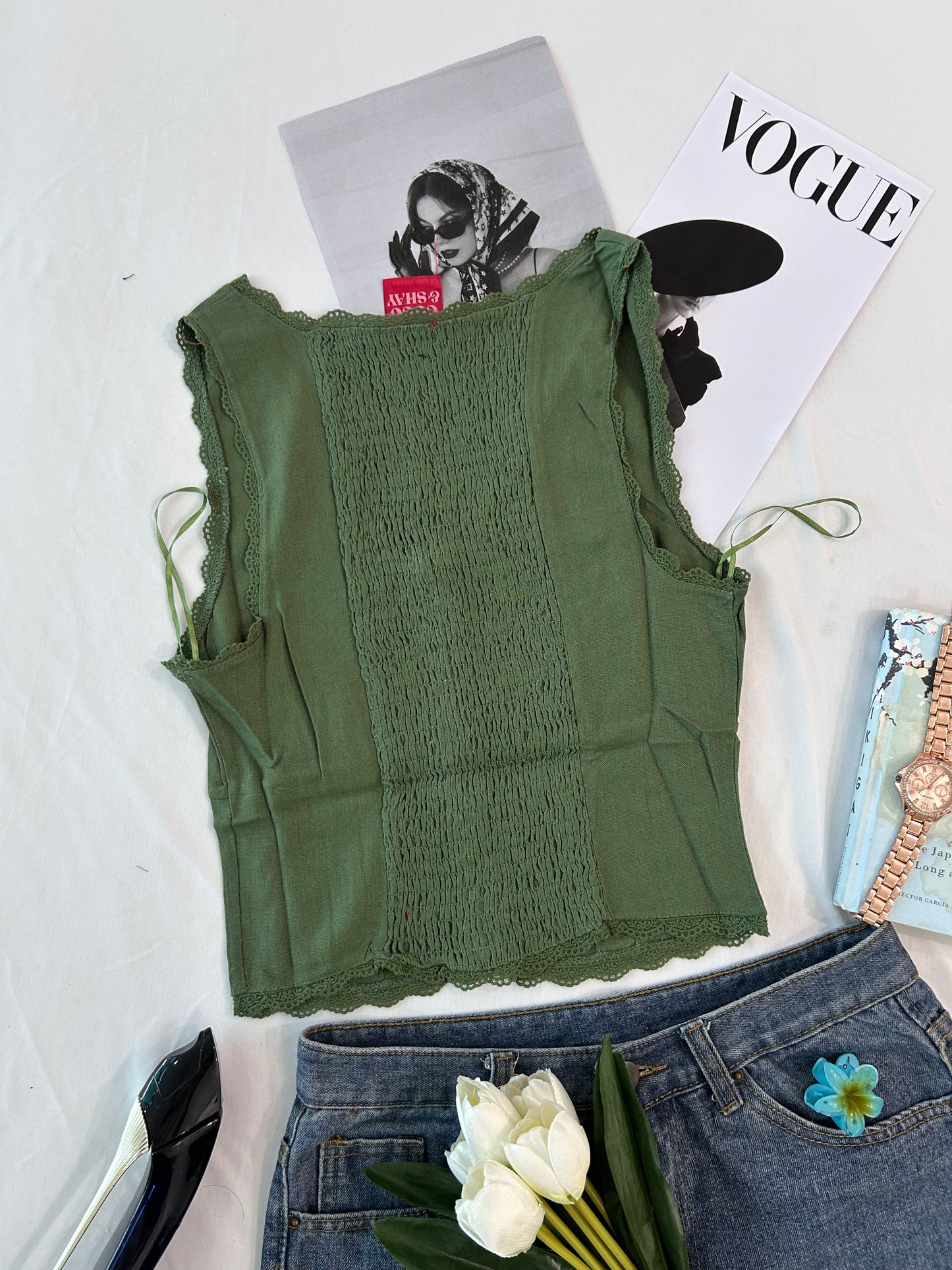 Olive green chic top