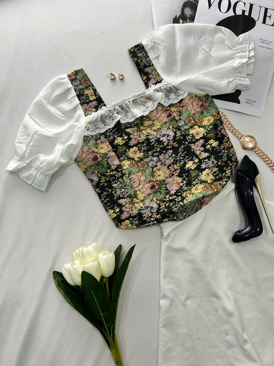 Glam corset- Black floral