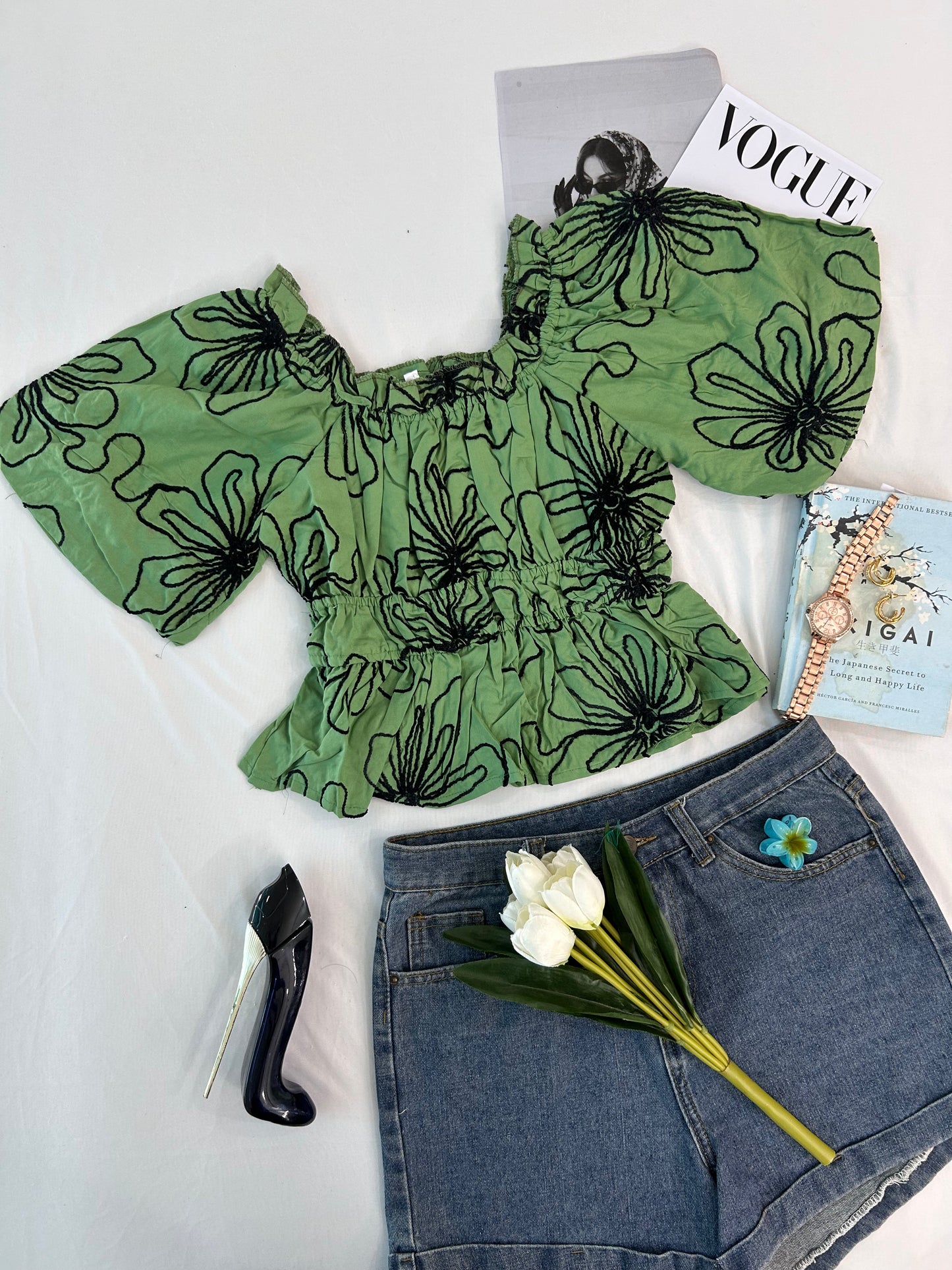 Embroidered top - Green