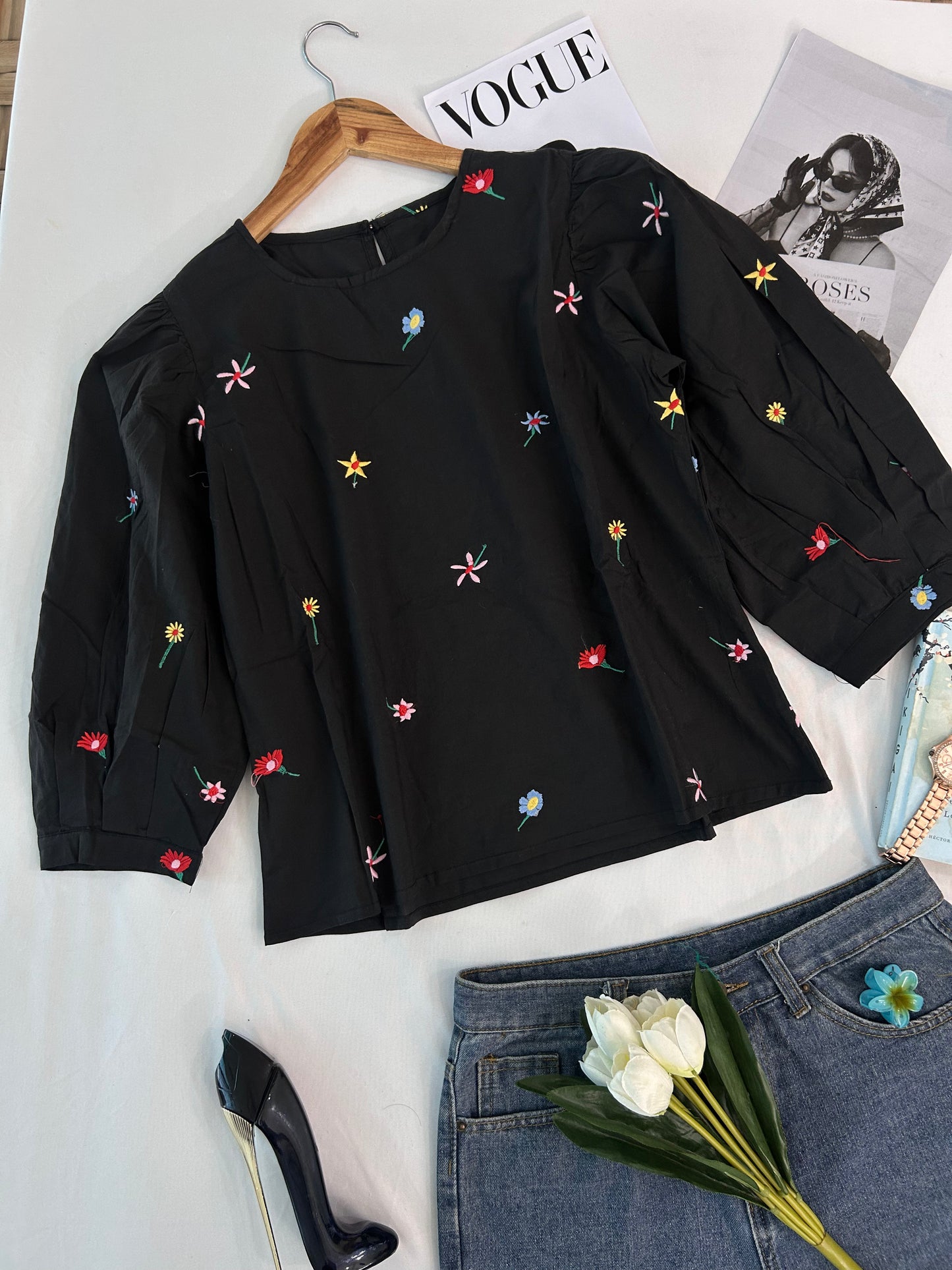 Prettiest black embroidered top