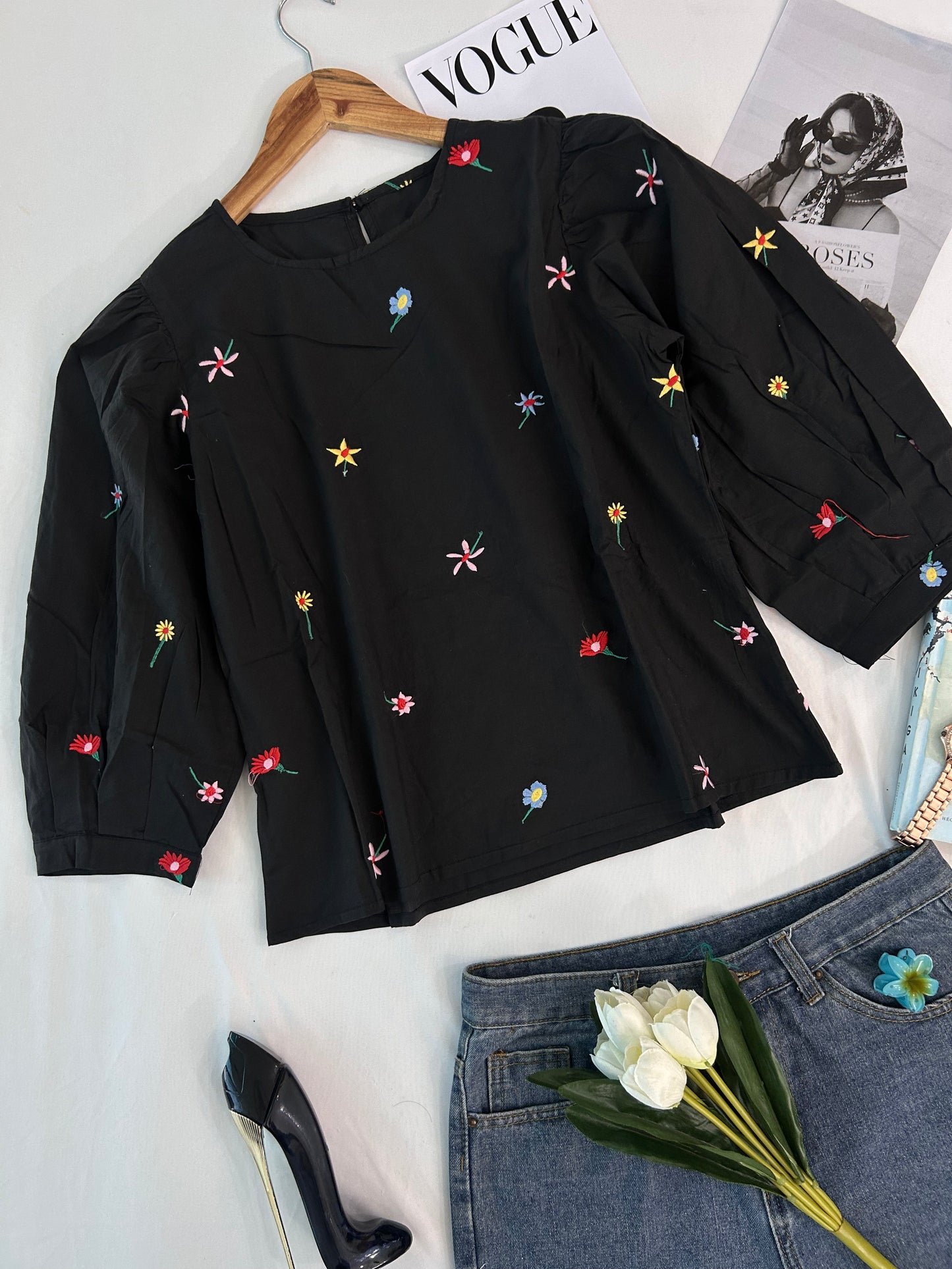 Prettiest black embroidered top