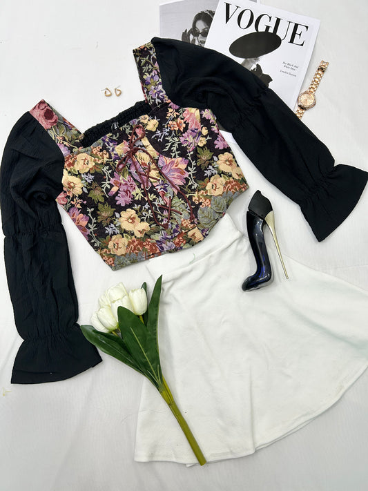 Princess corset- black floral