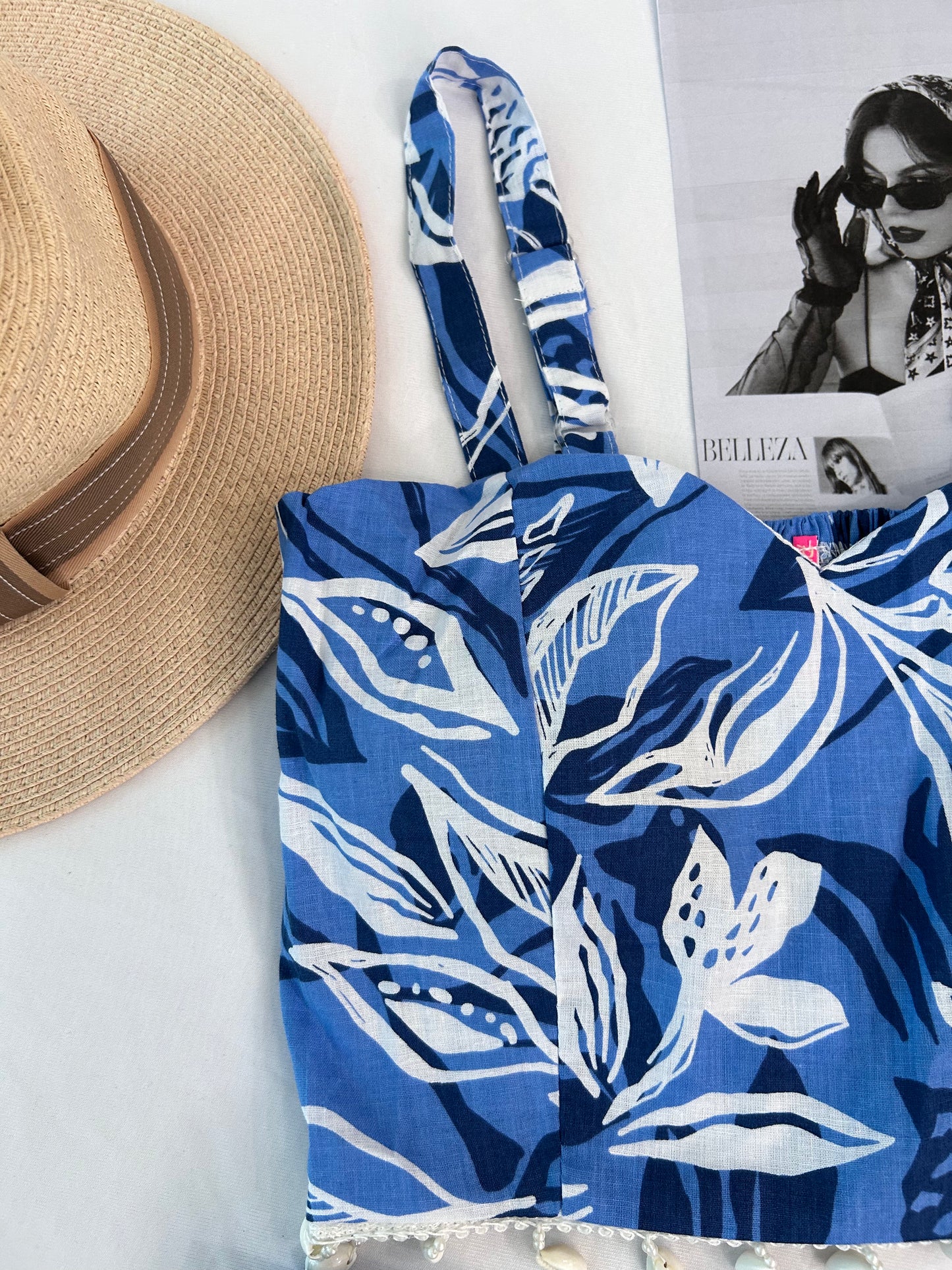 Blue cute printed shorts set
