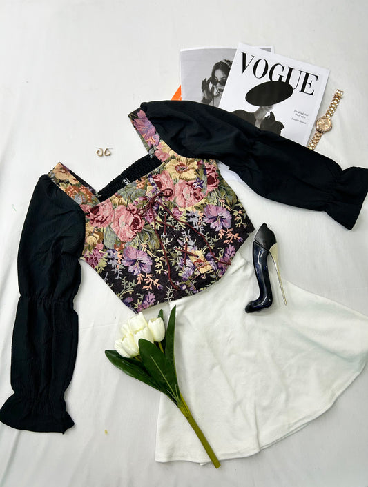 Princess corset - black floral