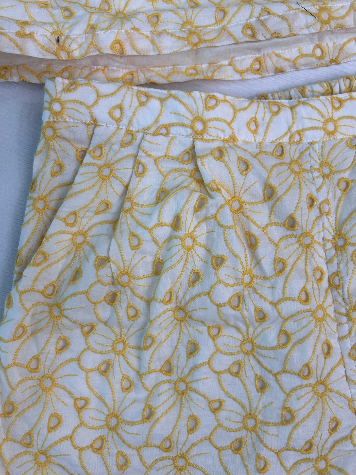 Cute Yellow schifli shorts set