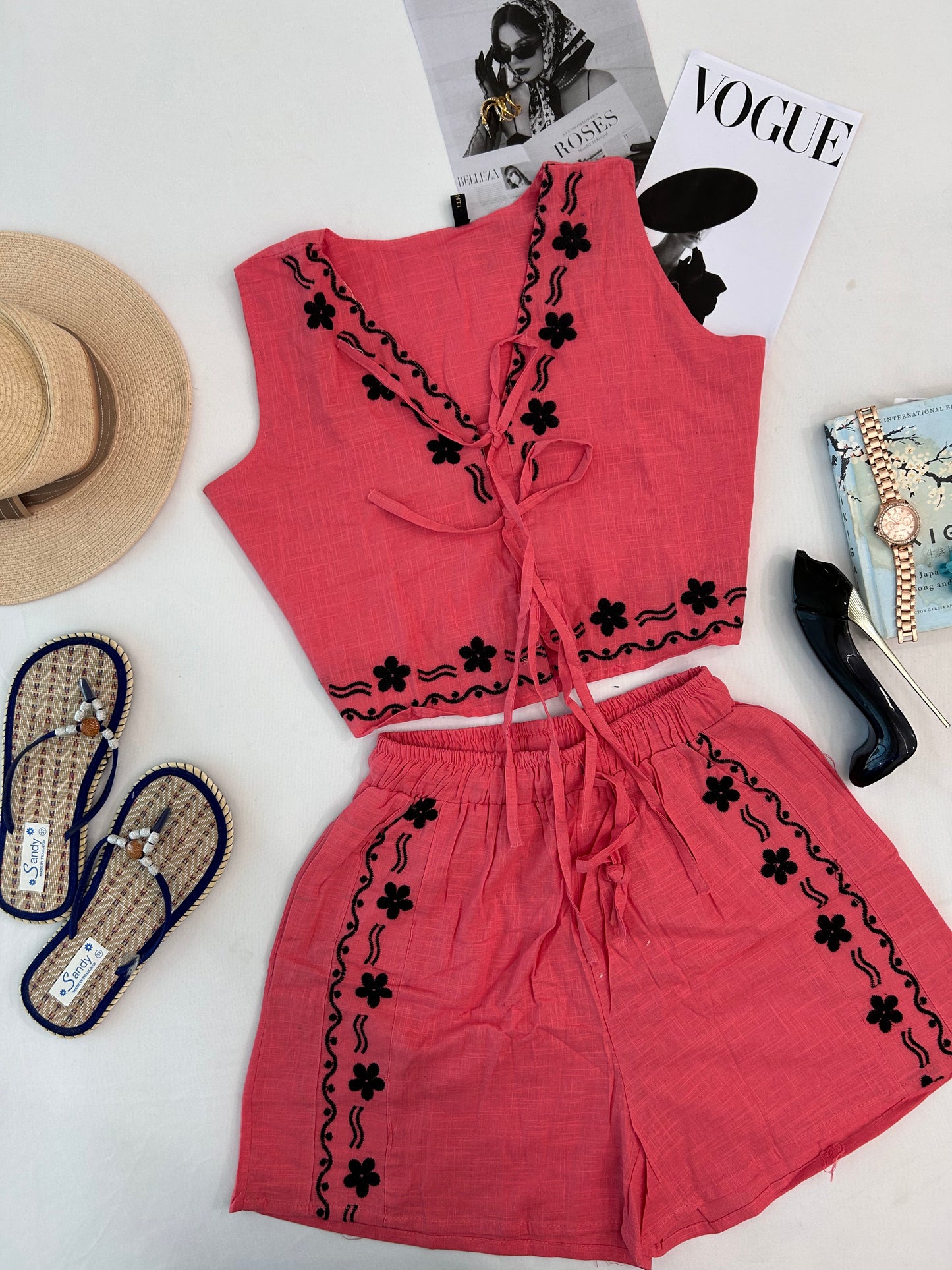 Boho Peach cutie shorts set