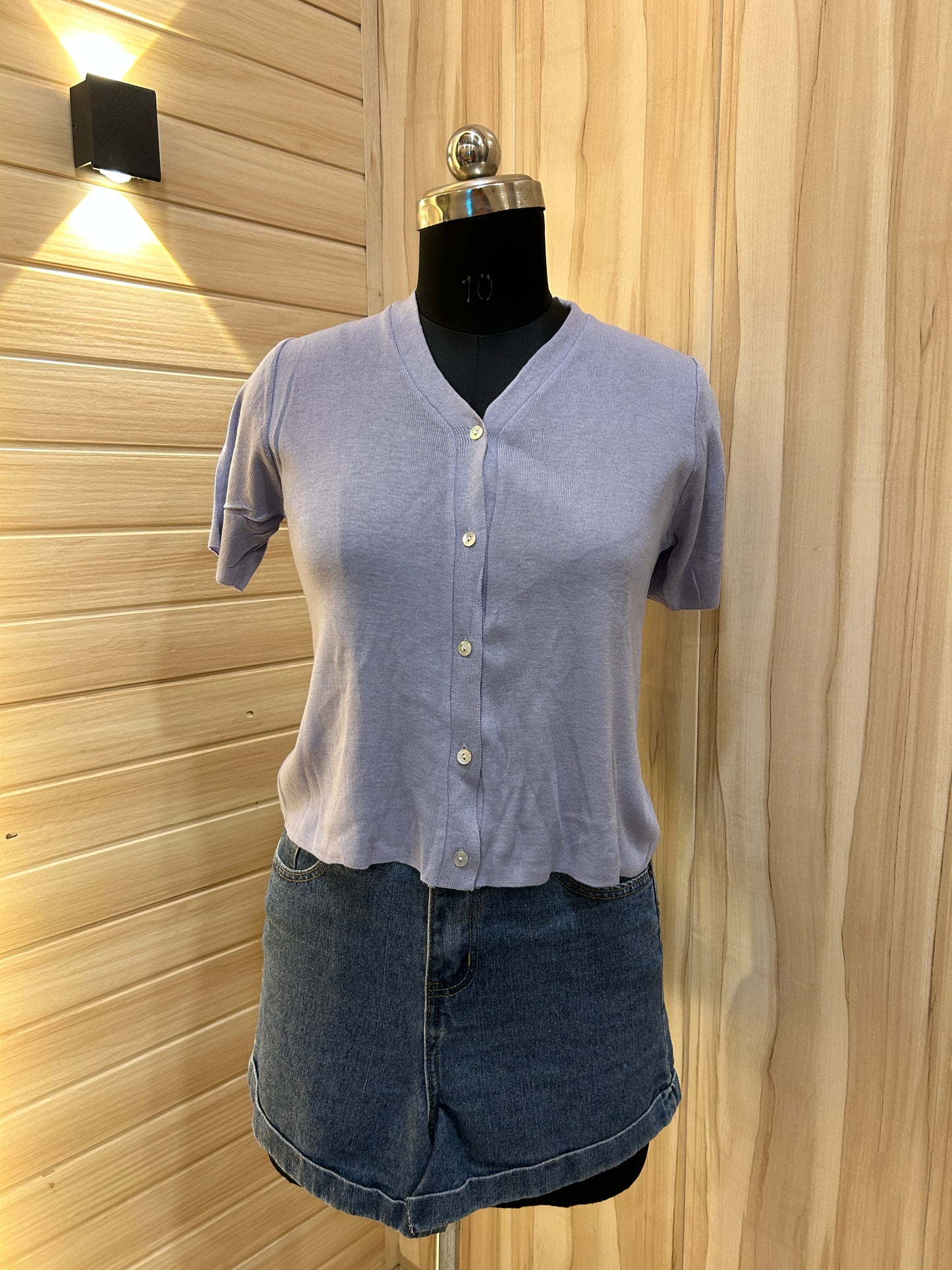 Lavender V neck  button