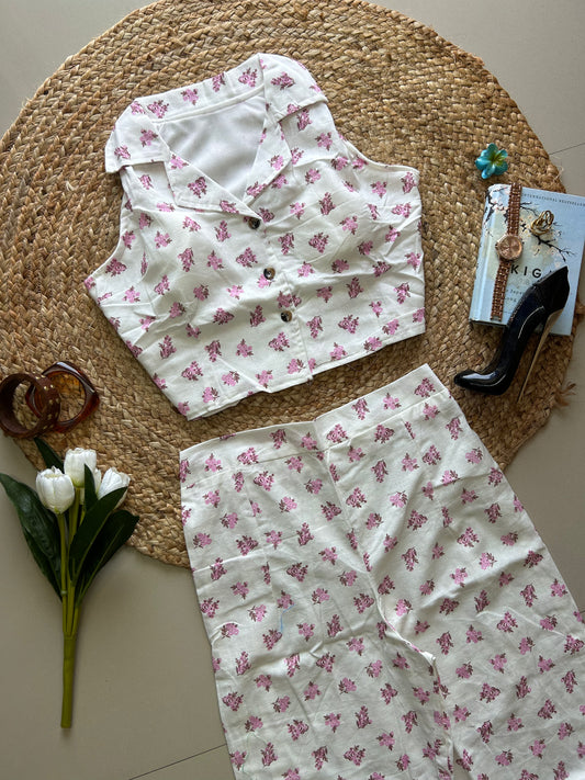 Pink floral  printed co-ord