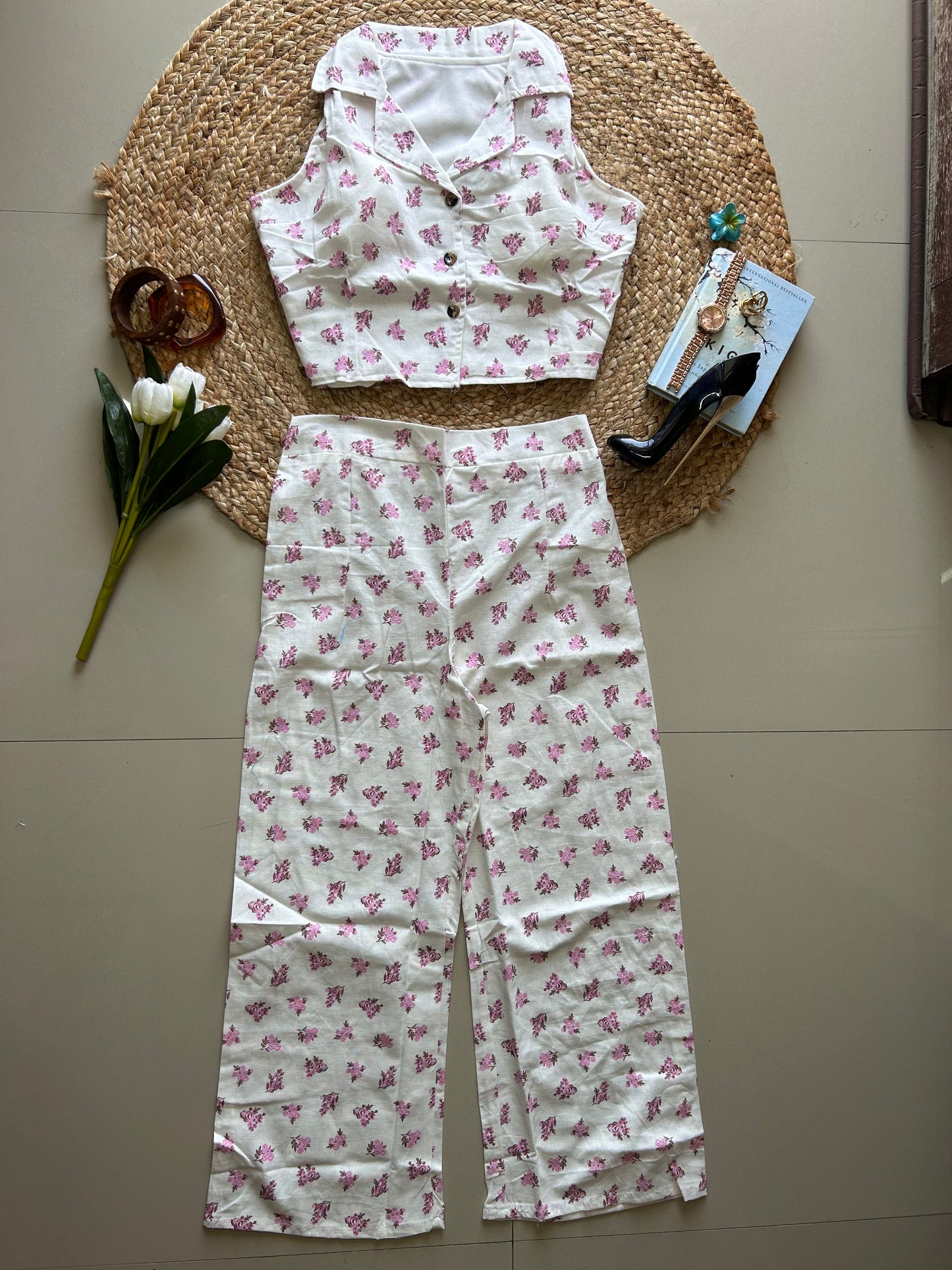 Pink floral  printed co-ord