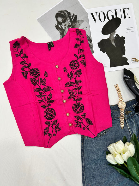Pink embroidered Vests