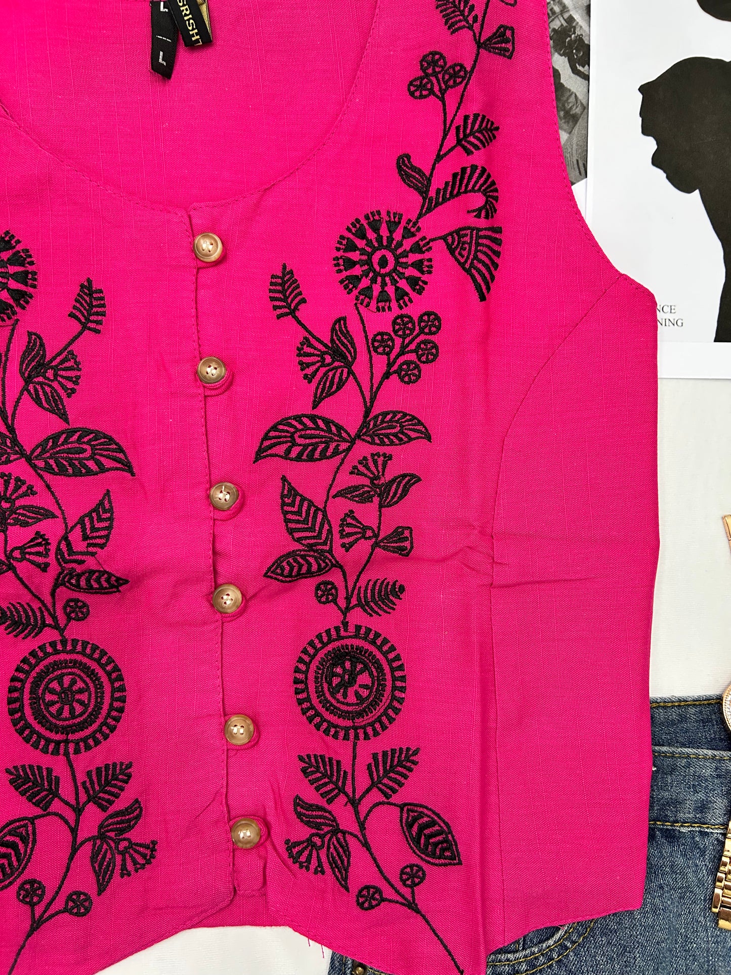 Pink embroidered Vests