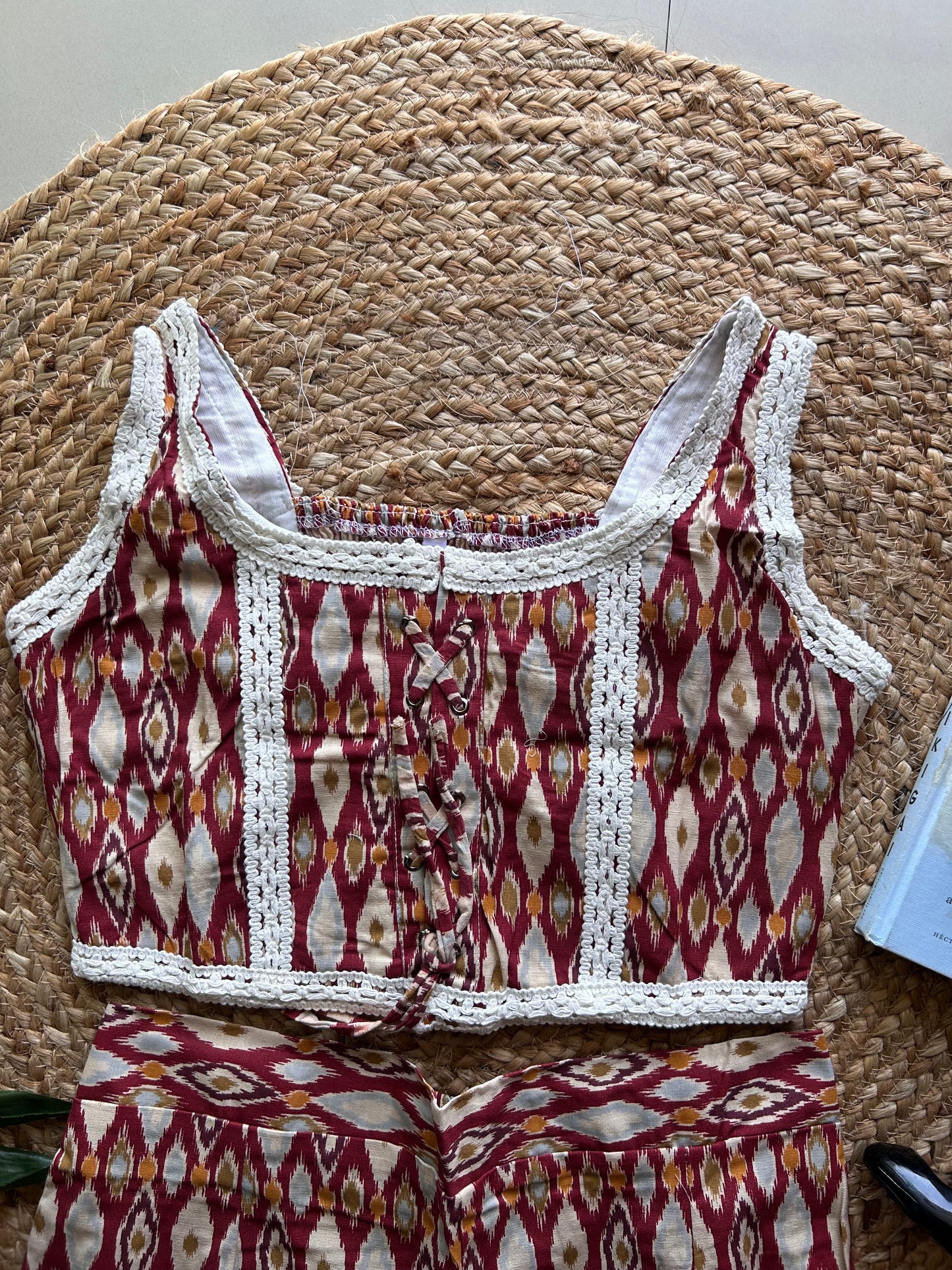 RED IKKAT printed co-ord set