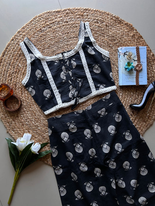 Black cute  printed co-ord set