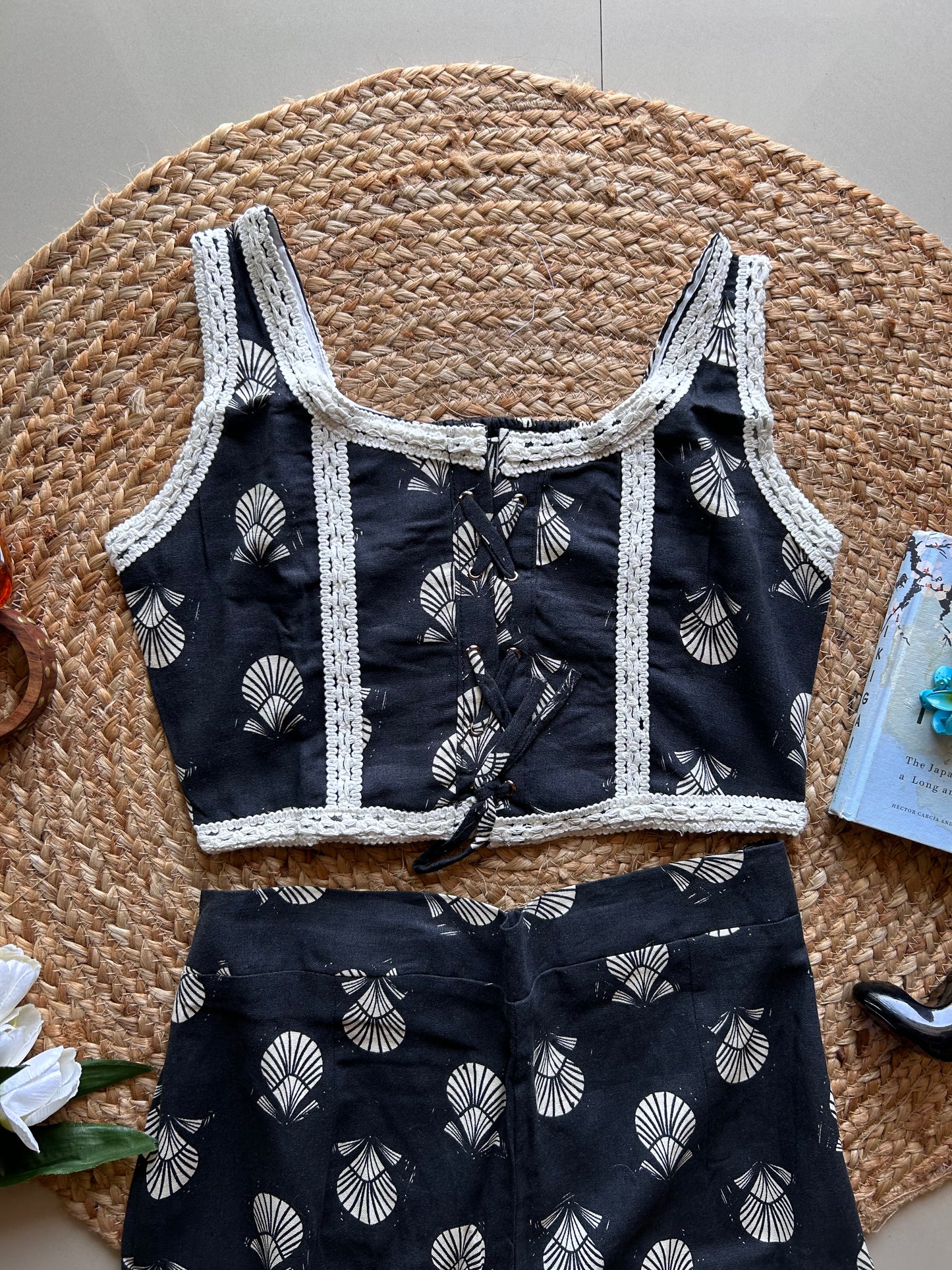 Black cute  printed co-ord set