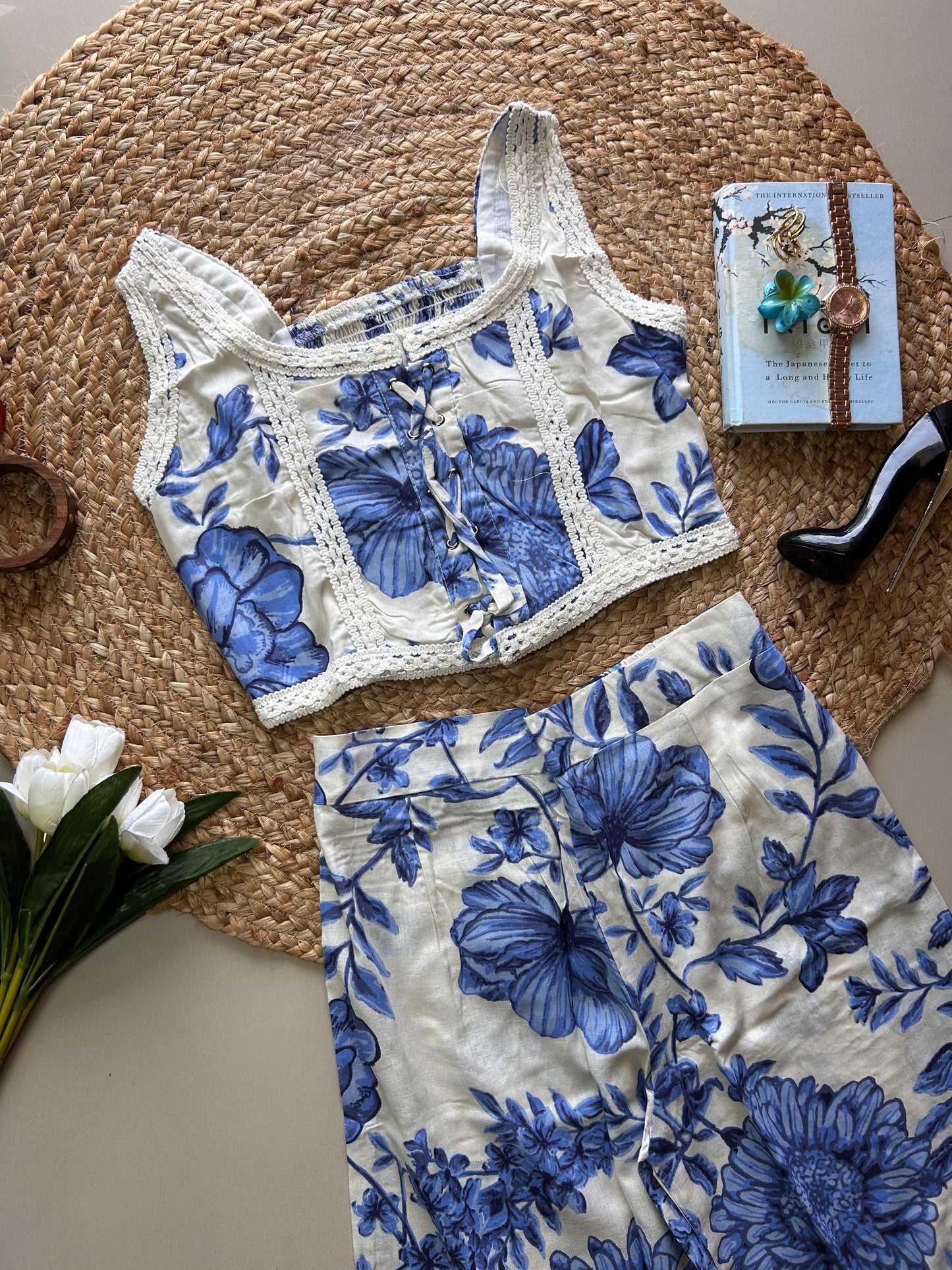 Blue pretty floral  printed co-ord set