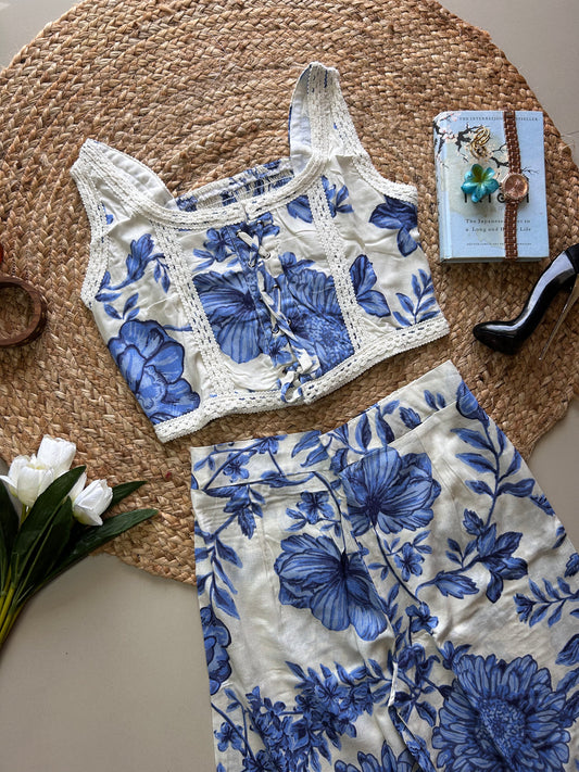 Blue pretty floral  printed co-ord set