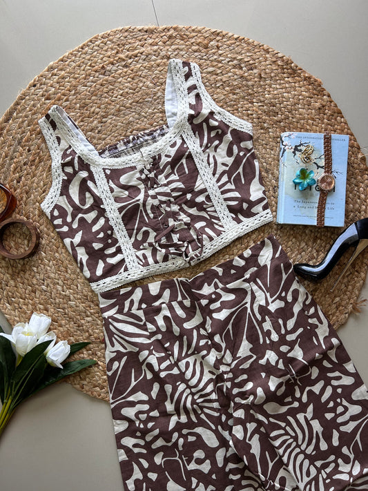 Brown leafy  printed co-ord set
