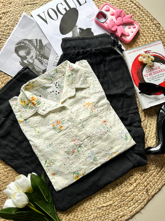 Off-White floral embroidered shirts