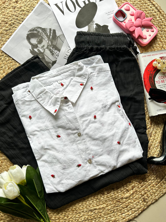 White strawberry shirt