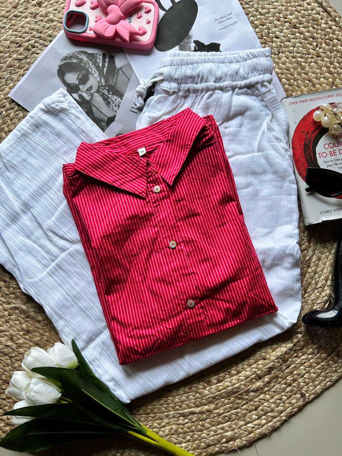 Hot pink striped shirt