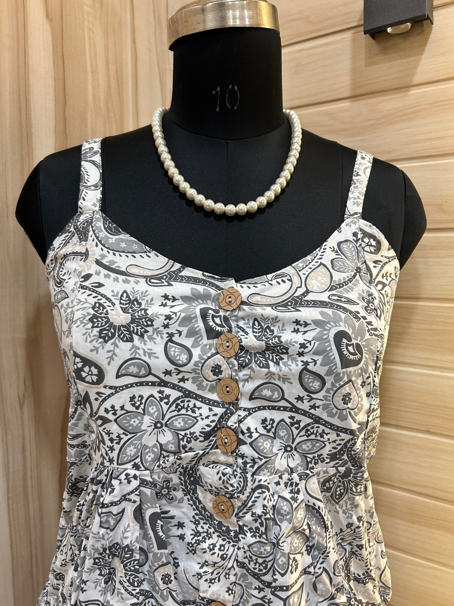 Grey Cotton Floral Dress