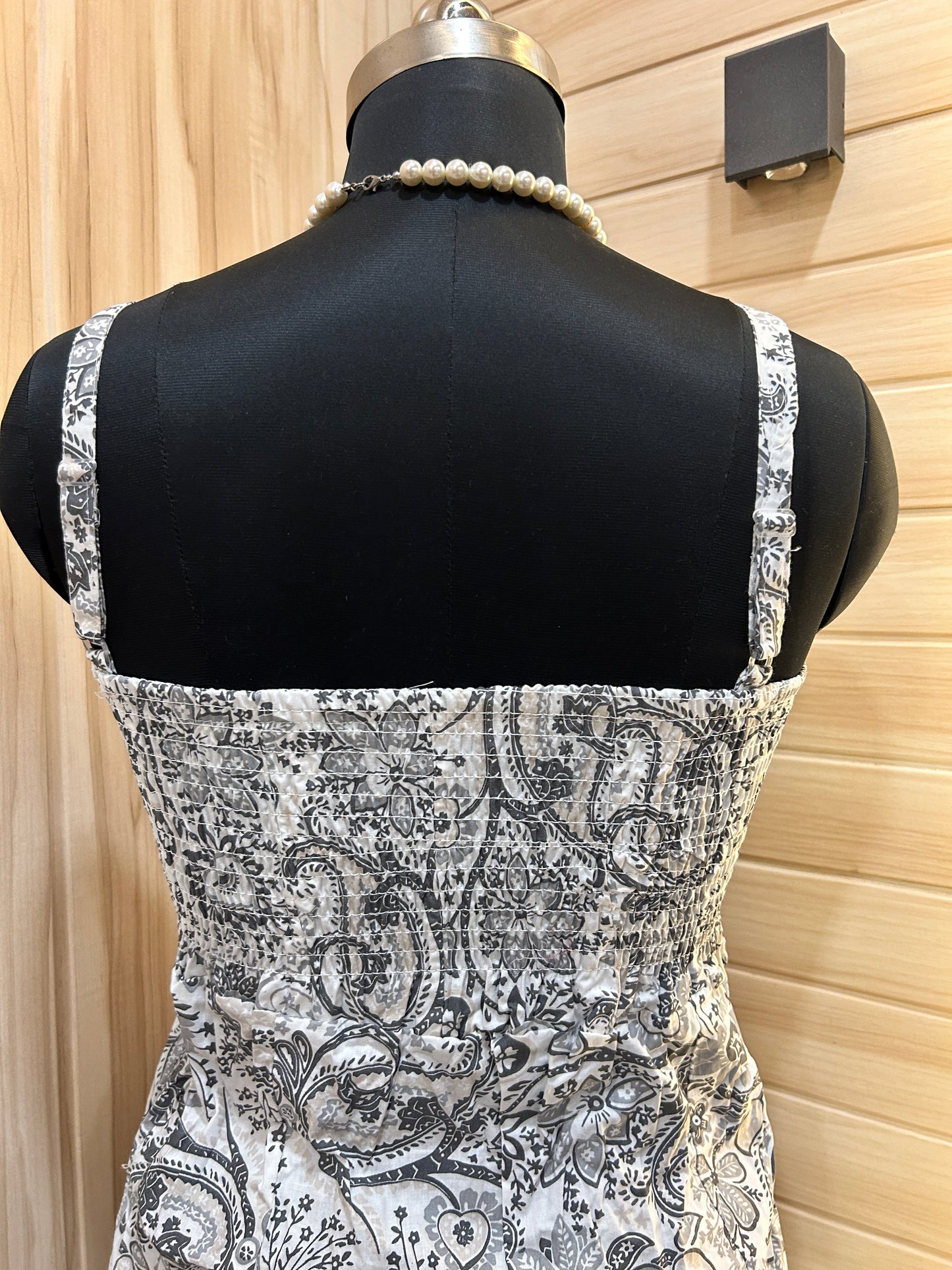 Grey Cotton Floral Dress