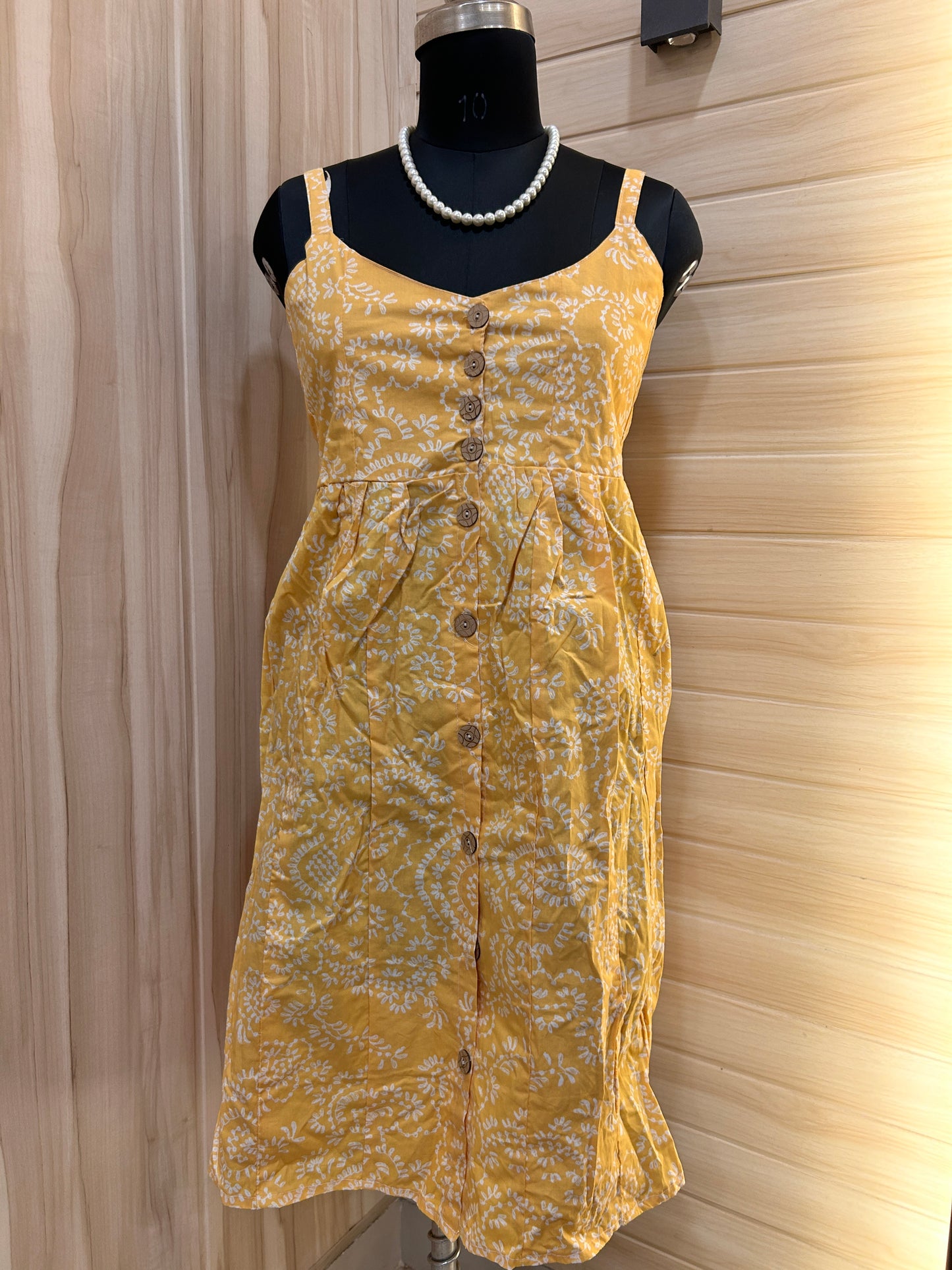 Yellow Cotton Floral Dress